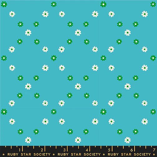 Best Day Ever Diamond Flowers in Dark Turquoise by Melody Miller for Ruby Star Society - 100% Cotton Fabric - RS0107 16 - Boho Fabrics - Quilting Cotton, Woven
