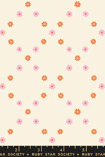 Best Day Ever Diamond Flowers in Posy Orange by Melody Miller for Ruby Star Society - 100% Cotton Fabric - RS0107 12 - Boho Fabrics - Quilting Cotton, Woven