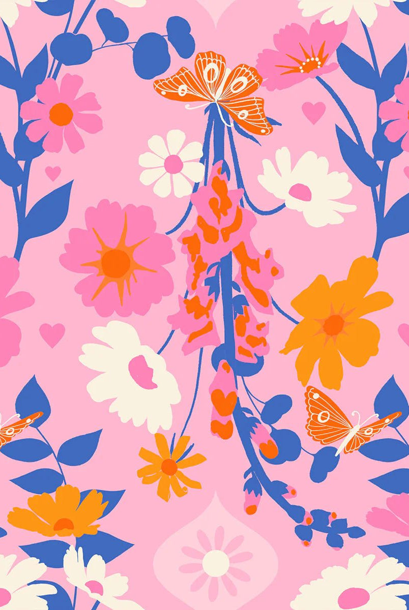 Best Day Ever Foxgloves in Posy by Melody Miller for Ruby Star Society - 100% Cotton Fabric - RS0106 12 - Boho Fabrics - Quilting Cotton, Woven