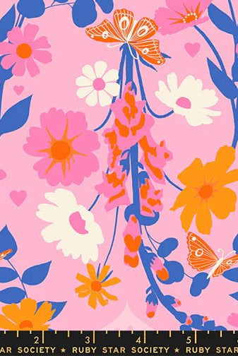 Best Day Ever Foxgloves in Posy by Melody Miller for Ruby Star Society - 100% Cotton Fabric - RS0106 12 - Boho Fabrics - Quilting Cotton, Woven