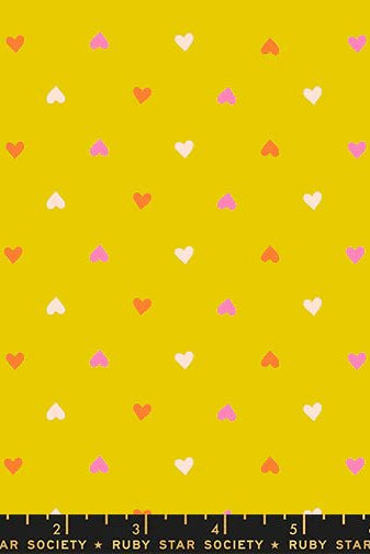 Best Day Ever Hearts in Golden Hour by Melody Miller for Ruby Star Society - 100% Cotton Fabric - RS0091 17 - Boho Fabrics - Quilting Cotton, Woven