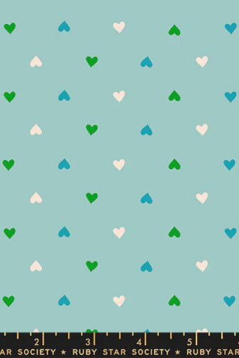 Best Day Ever Hearts in Turquoise by Melody Miller for Ruby Star Society - 100% Cotton Fabric - RS0091 20 - Boho Fabrics - Quilting Cotton, Woven