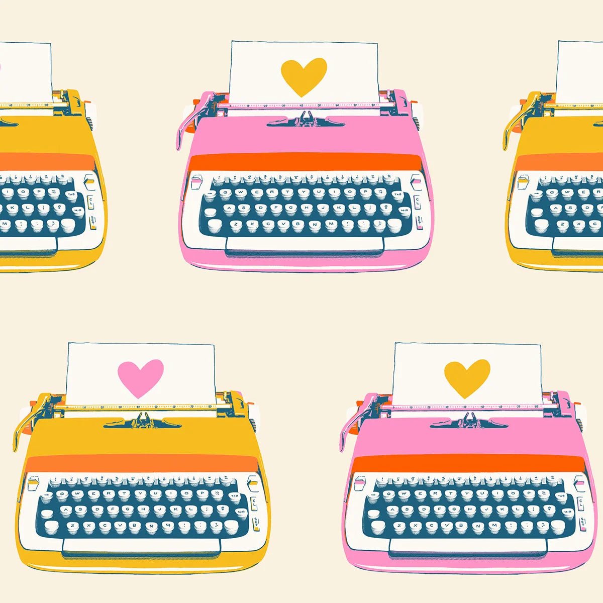 Best Day Ever Typewriters in Natural by Melody Miller for Ruby Star Society - 100% Cotton Fabric - RS0104 11 - Boho Fabrics - Quilting Cotton, Woven