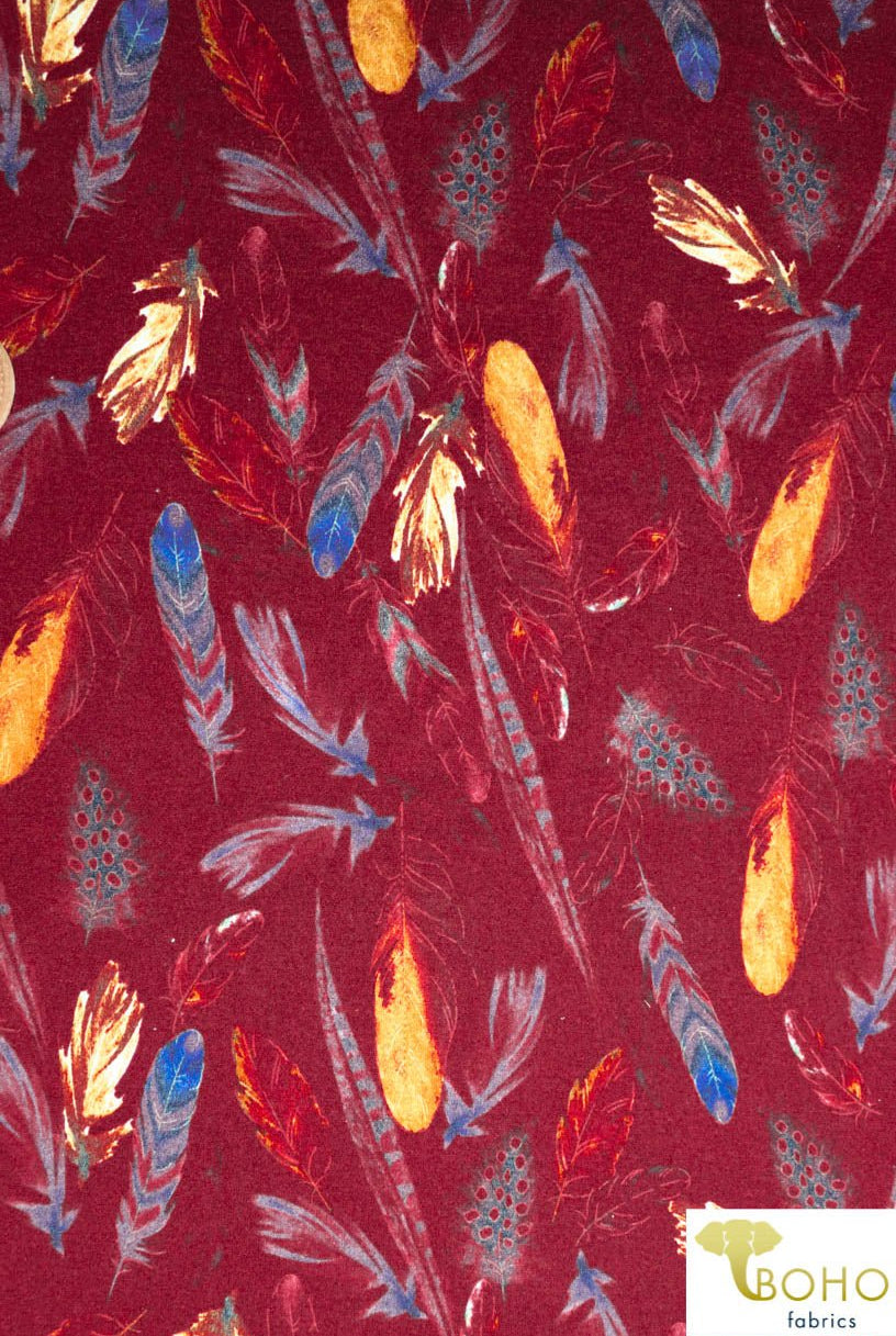 Birds of a Feather, Sweater Knit on Red. PRSW-112-RED - Boho Fabrics