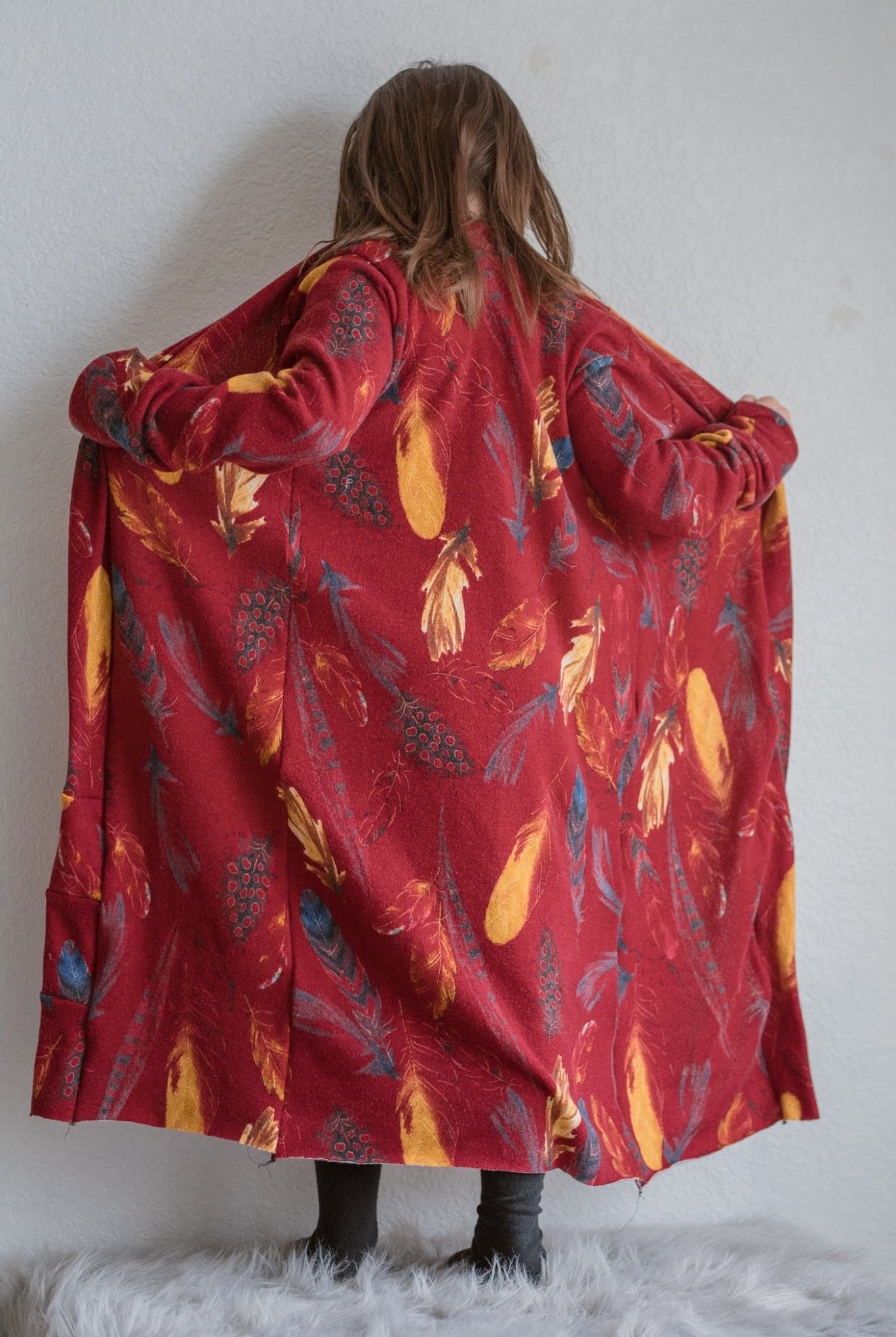 Birds of a Feather, Sweater Knit on Red. PRSW-112-RED - Boho Fabrics