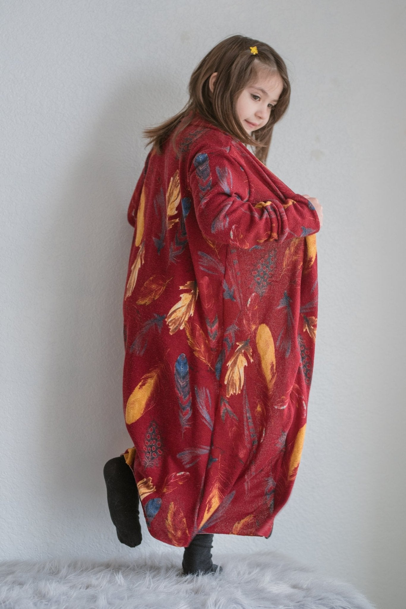 Birds of a Feather, Sweater Knit on Red. PRSW-112-RED - Boho Fabrics