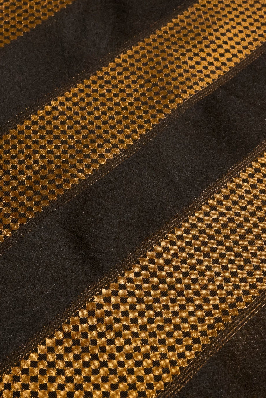 Black & Bronze Diamond Stripe Jacquard Woven Fabric - Boho Fabrics - Jacquard, Woven