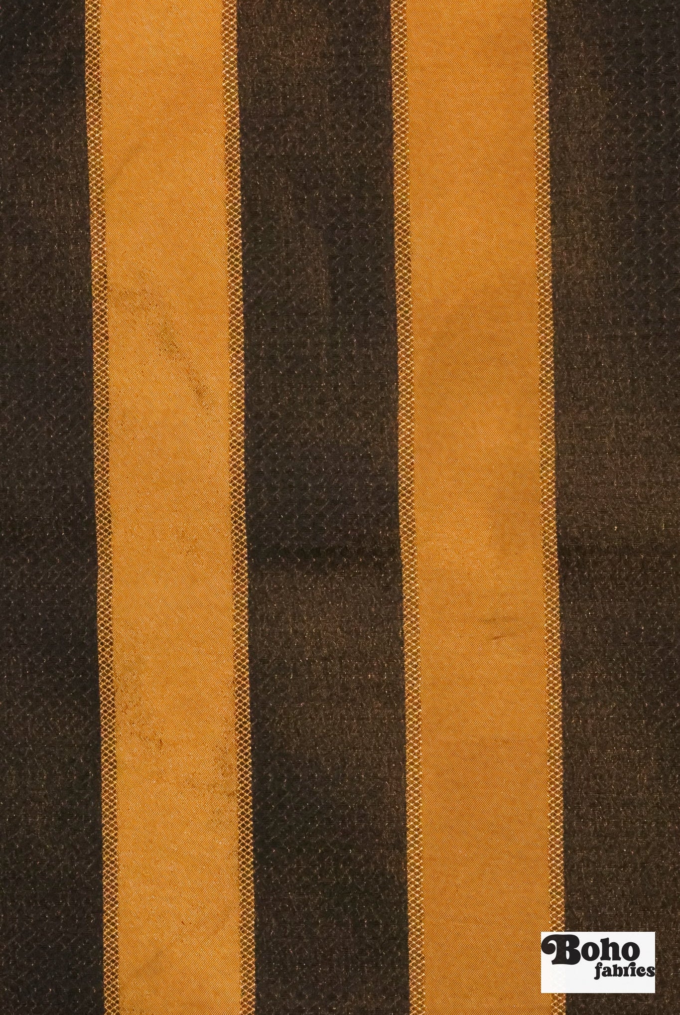 Black & Bronze Diamond Stripe Jacquard Woven Fabric - Boho Fabrics - Jacquard, Woven