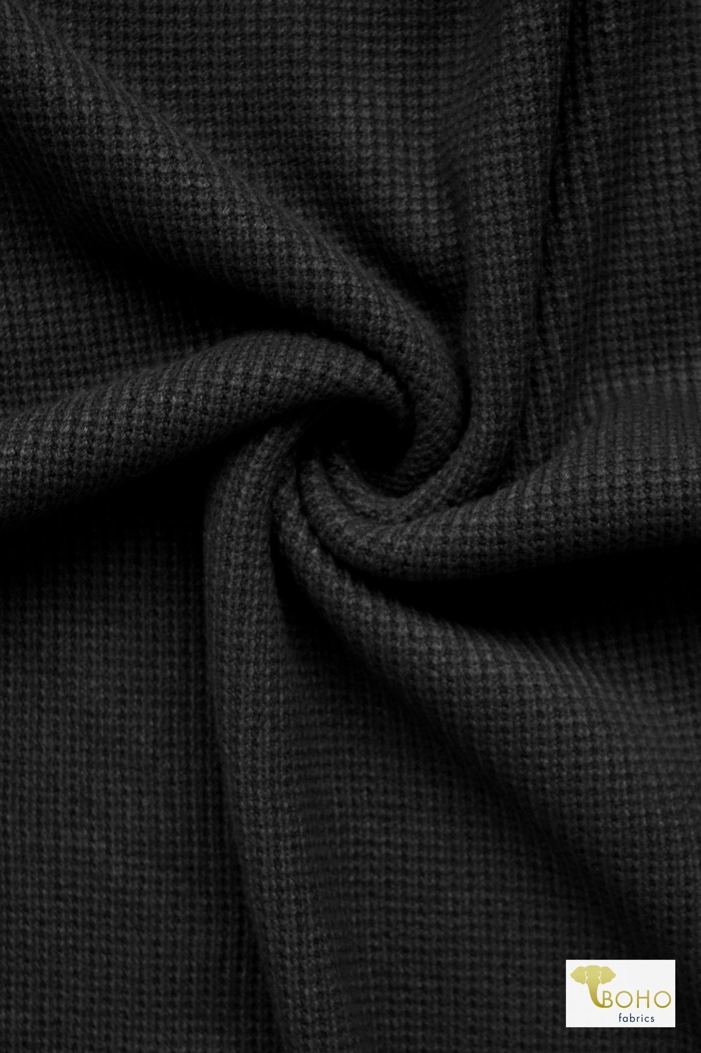 Black Cable Rib, Luxe Sweater Knit Fabric - Boho Fabrics