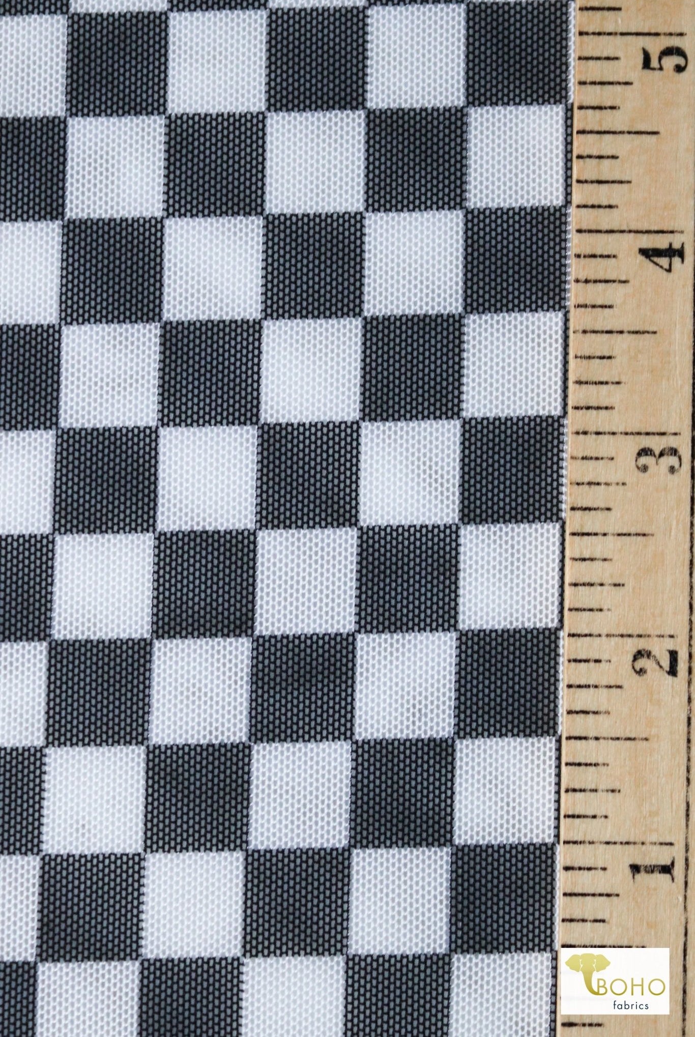 Black Checker, Stretch Mesh - Boho Fabrics
