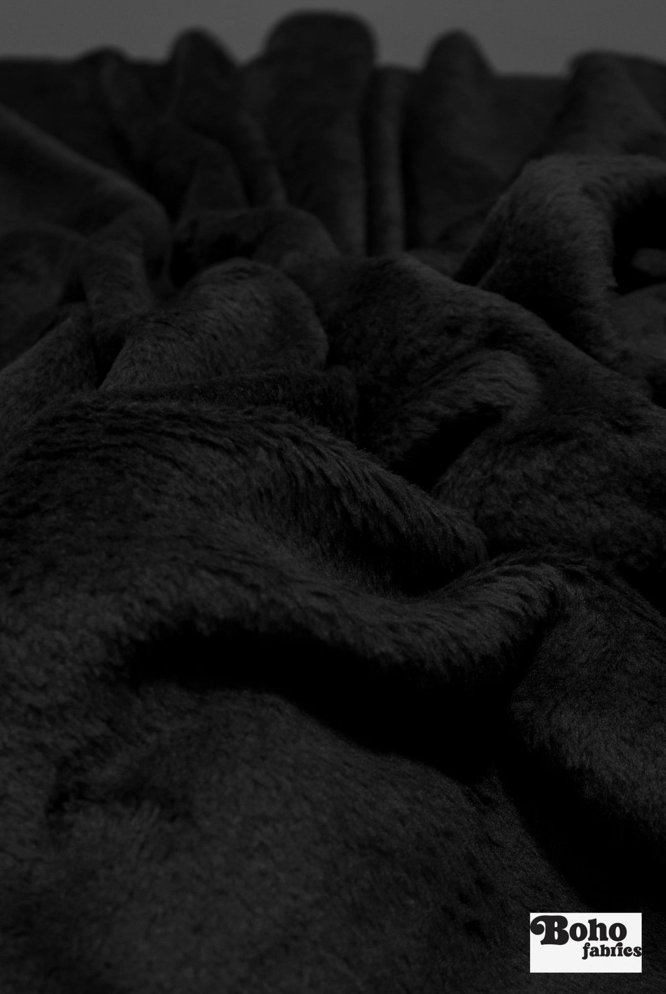 Black, Classic Double - Velour High Loft Fleece Fabric by Polartec 2nds - Boho Fabrics - Performance Fabrics