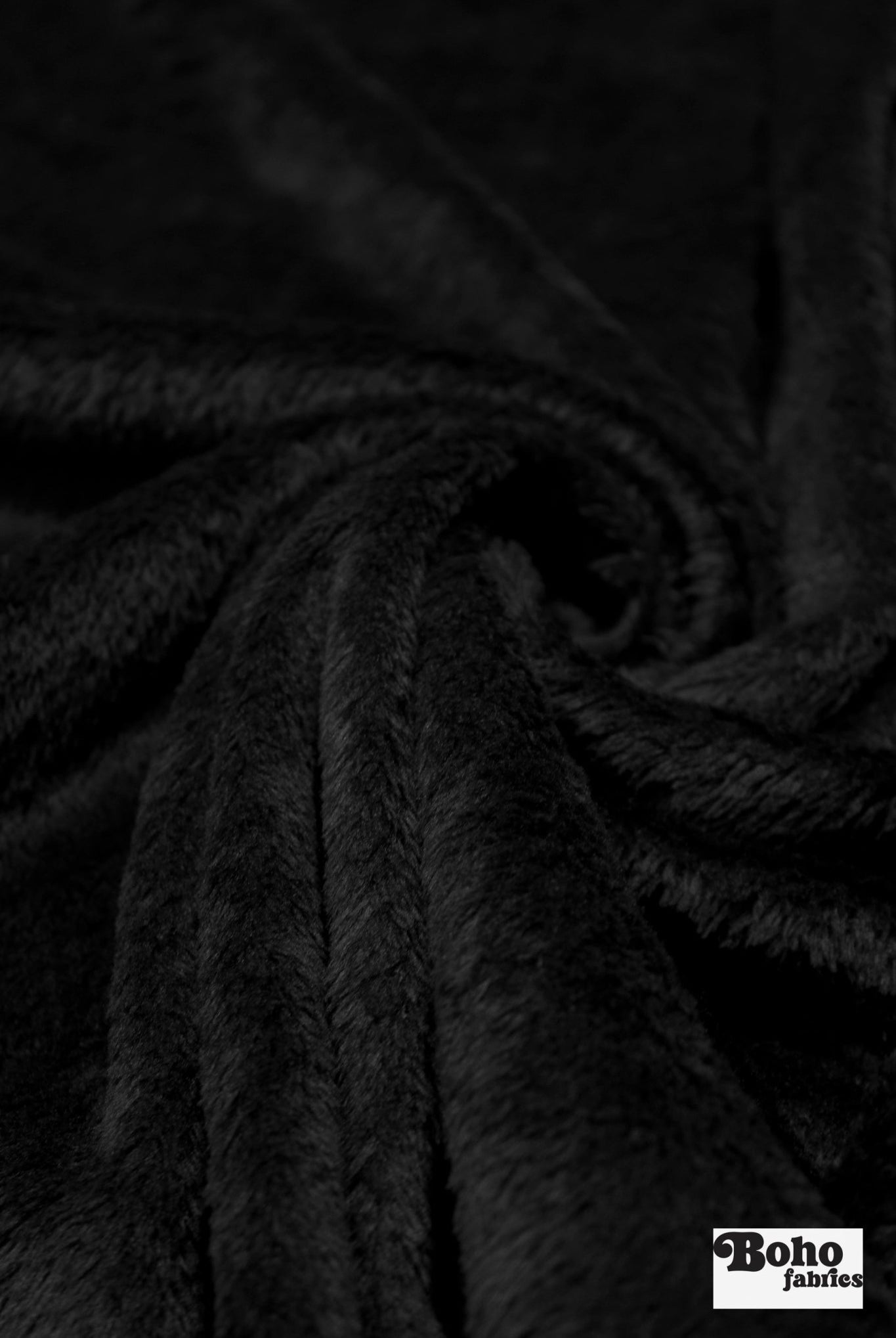 Black, Classic Double - Velour High Loft Fleece Fabric by Polartec 2nds - Boho Fabrics - Performance Fabrics