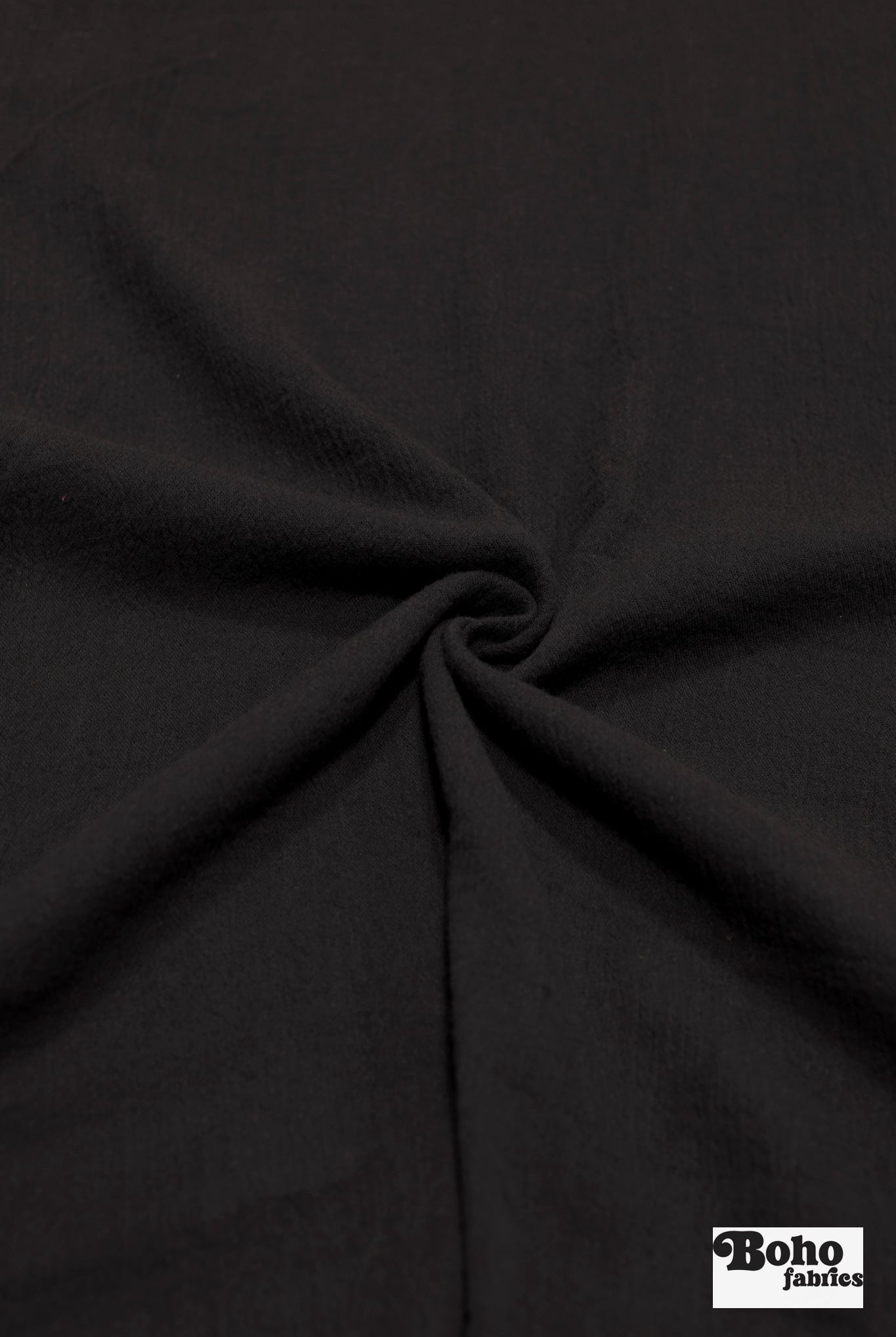 Black, Cotton Crepe Gauze 52", Woven Fabric - Boho Fabrics - Gauze, Woven