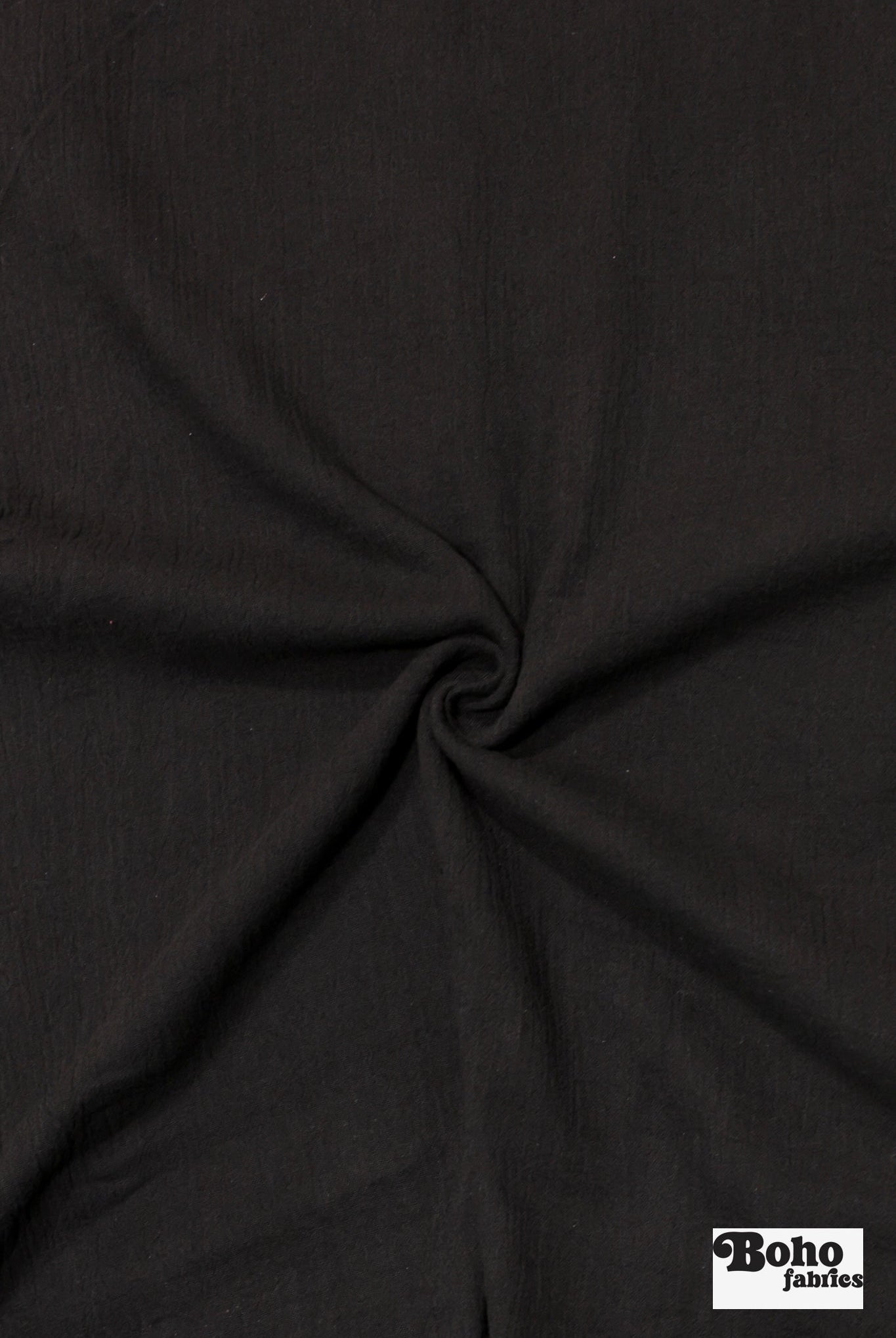 Black, Cotton Crepe Gauze 52", Woven Fabric - Boho Fabrics - Gauze, Woven