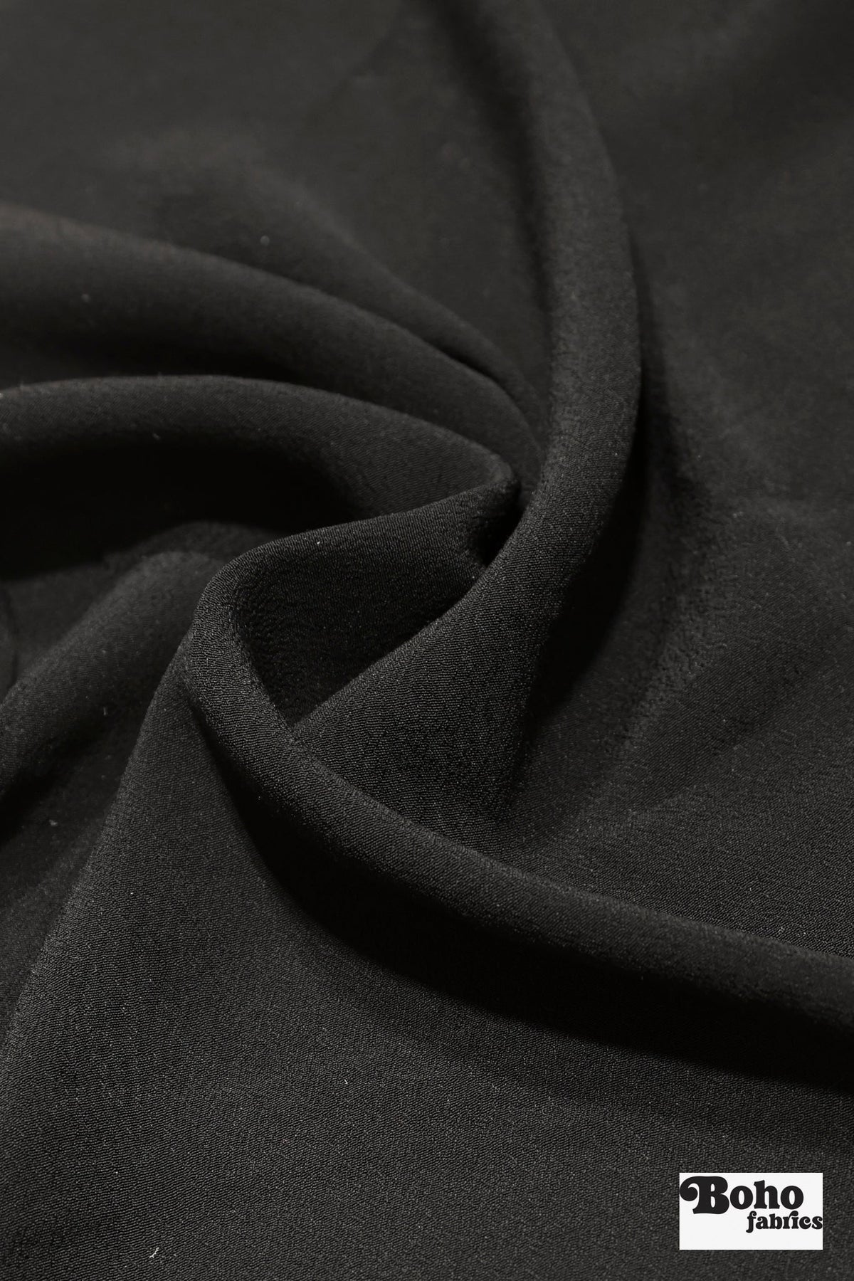 Black, Crepe Woven Fabric - Boho Fabrics - Crepe, Woven
