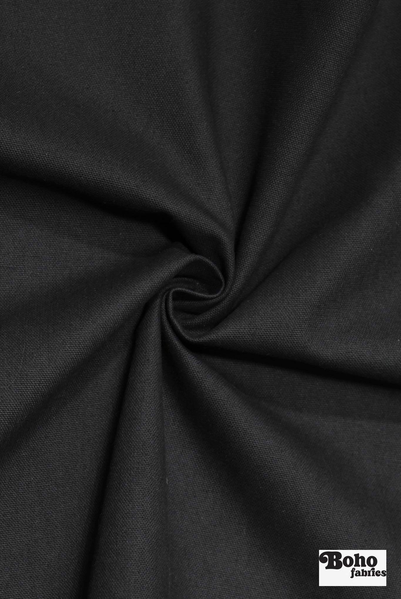 Black, Deadstock Cotton Duck Canvas Woven Fabric - Boho Fabrics - Canvas Fabric