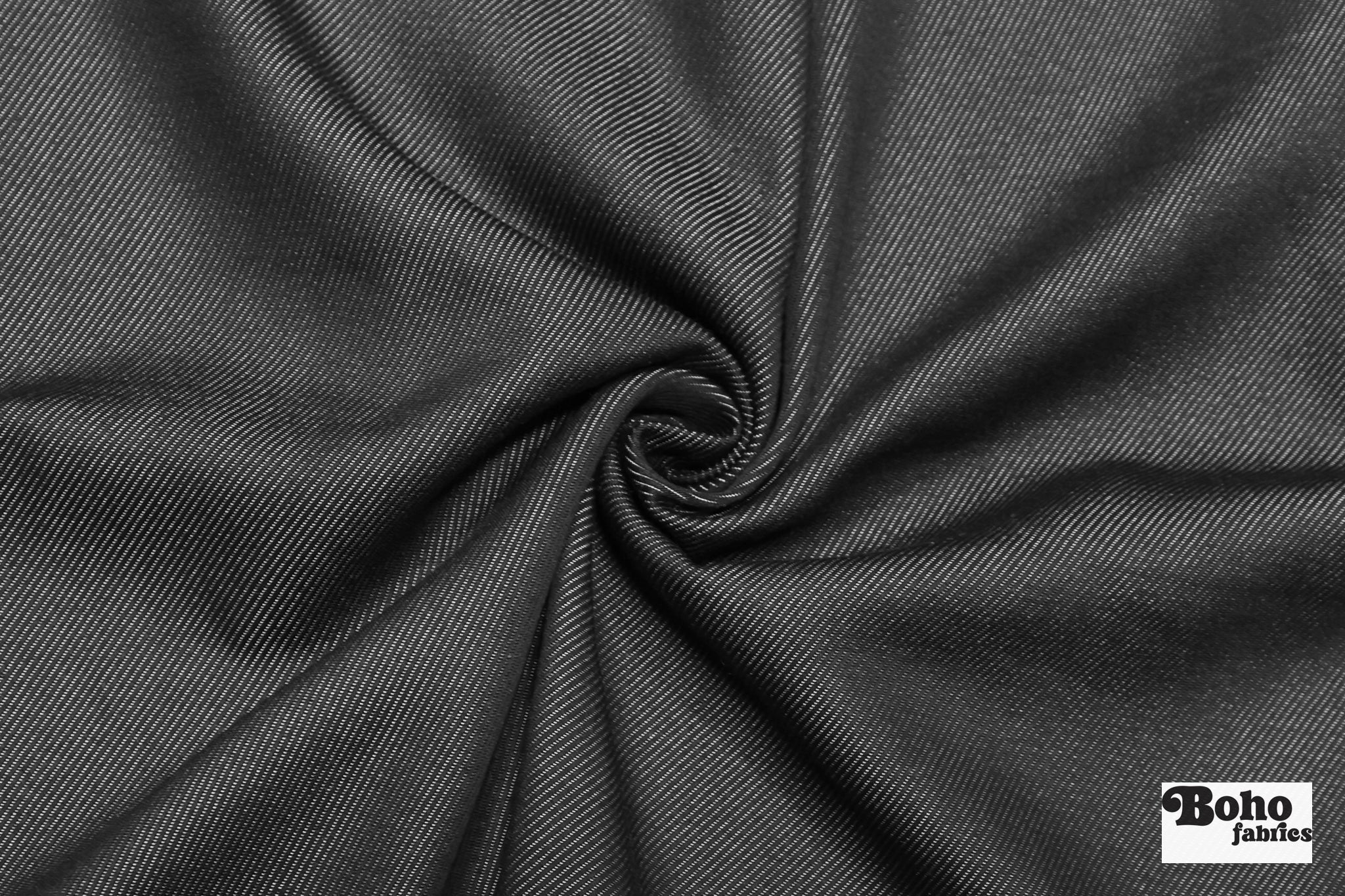 Black Denim Cotton Twill Woven Fabric - Boho Fabrics - Twill, Woven