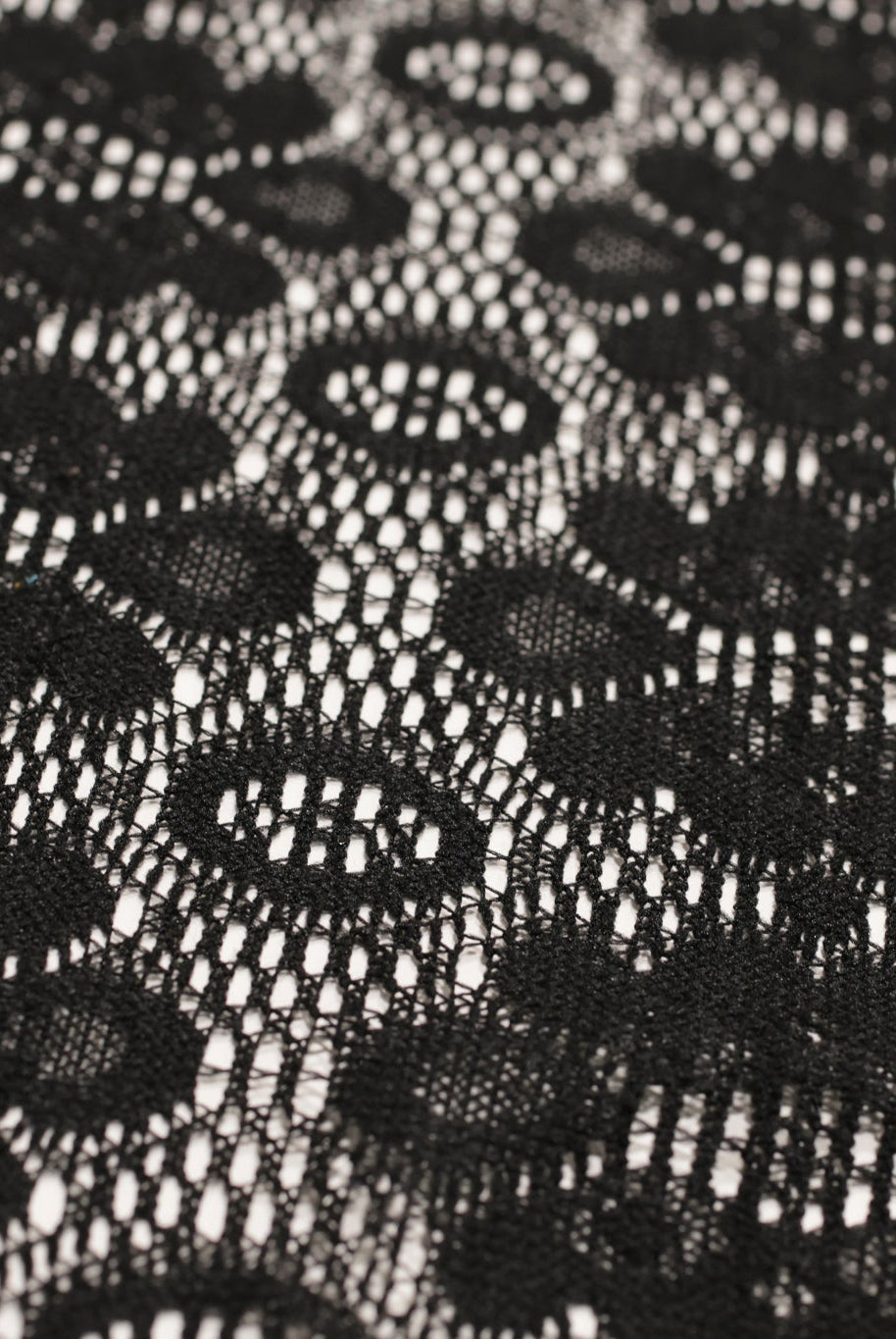 Black, Geometric Floral Lace Fabric - Boho Fabrics - Special Occasion Fabric