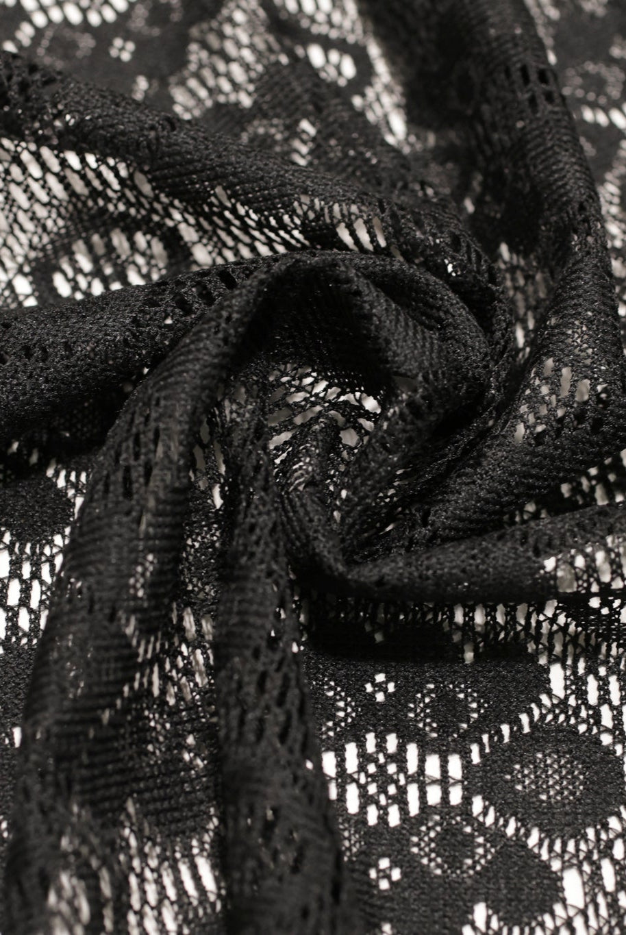 Black, Geometric Floral Lace Fabric - Boho Fabrics - Special Occasion Fabric