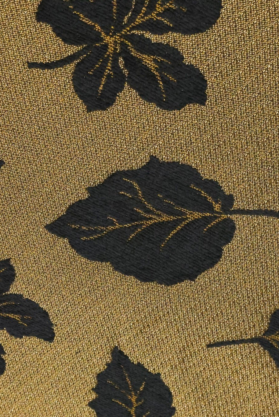 Black & Gold Leaves Jacquard Woven Fabric - Boho Fabrics - Jacquard, Woven