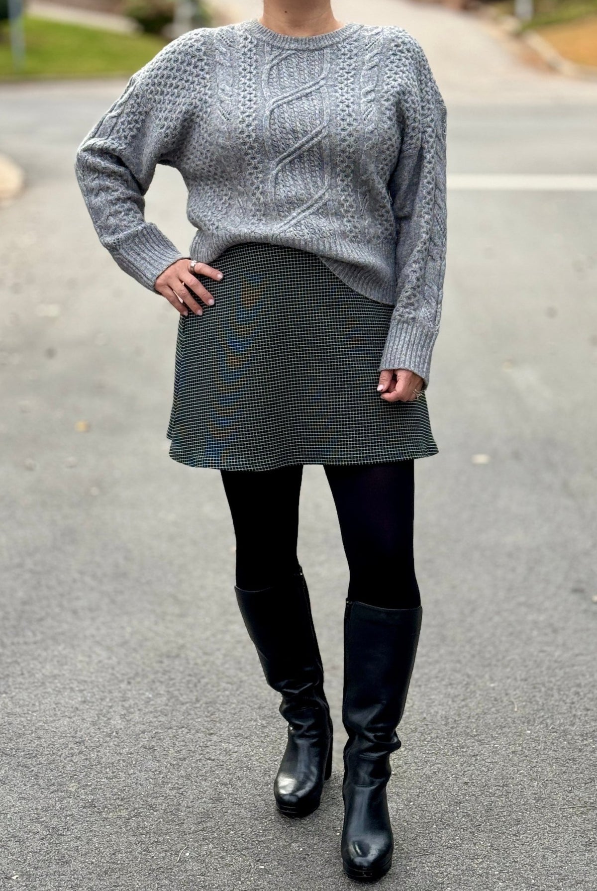 Black Grid, Stretch Woven - Boho Fabrics - Stretch Woven