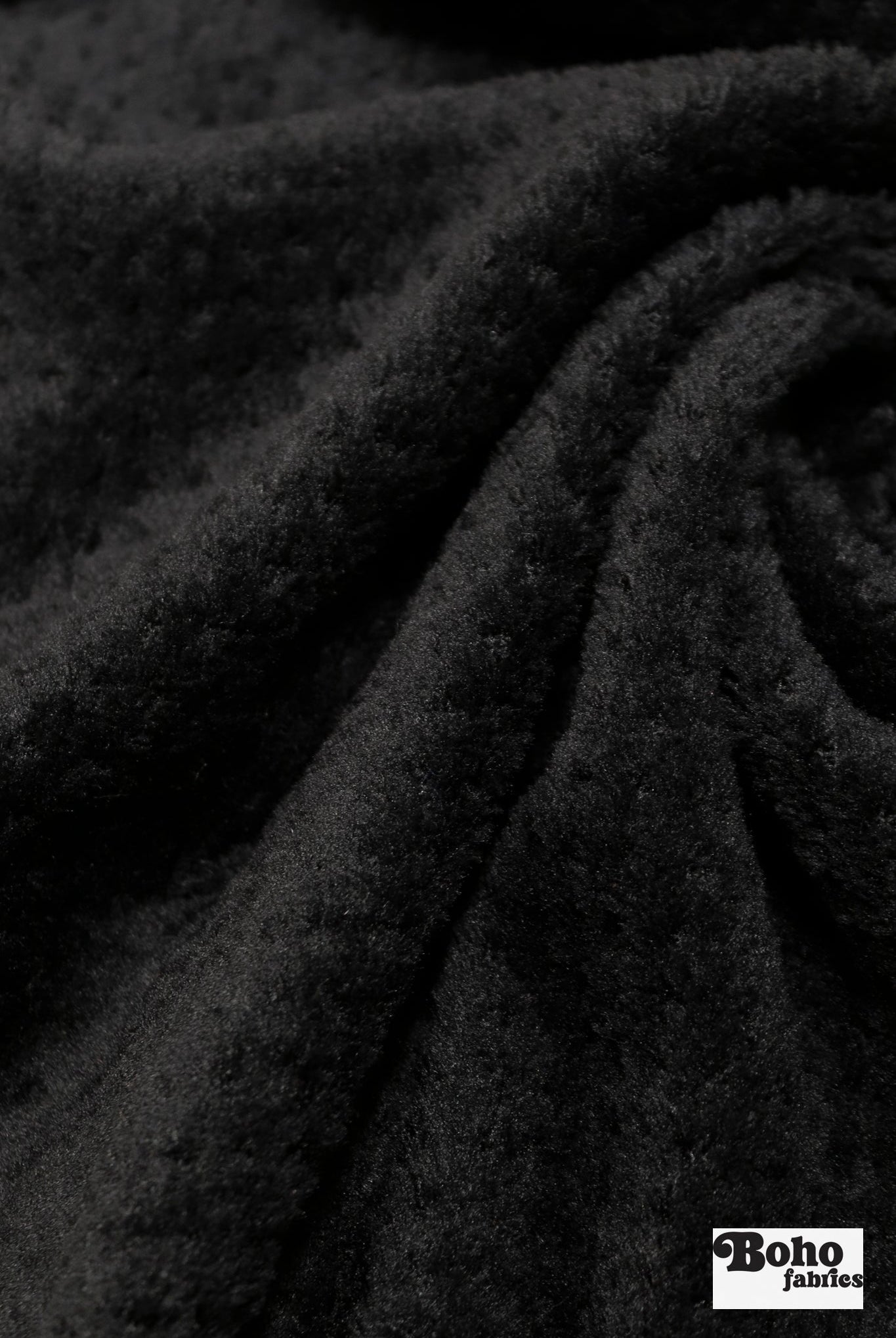 Black, High Loft Grid Fleece Fabric by Polartec, featuring Recycled Polyester - Boho Fabrics - Performance Fabrics