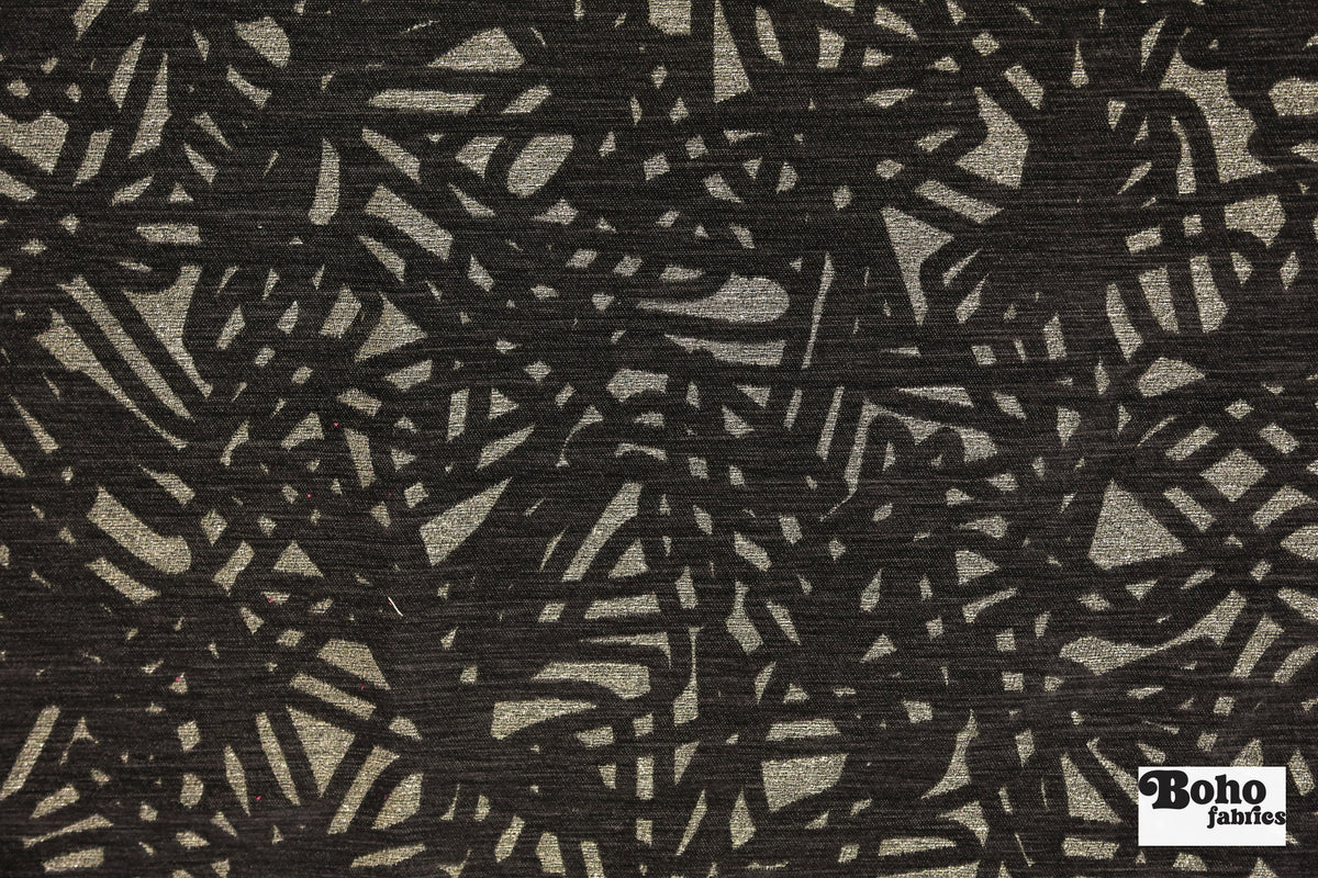 Black & Metallic Abstract Upholstery Woven Fabric - Boho Fabrics - Home Dec. & Upholstery Fabric