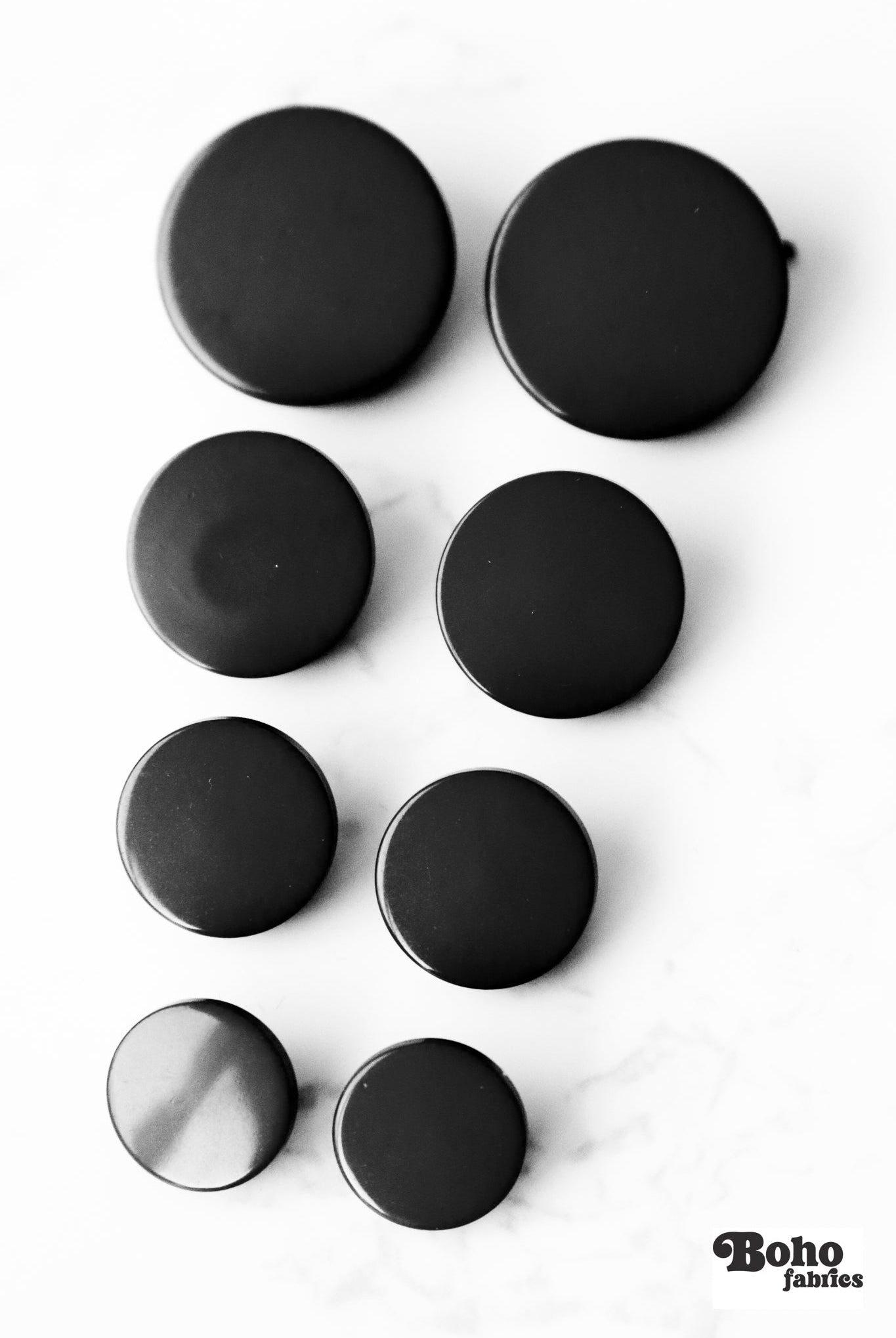 Black, Mod Gambit, Shank Button. Available in 15mm, 18mm, 20mm, 25mm - Boho Fabrics - Buttons & Snaps