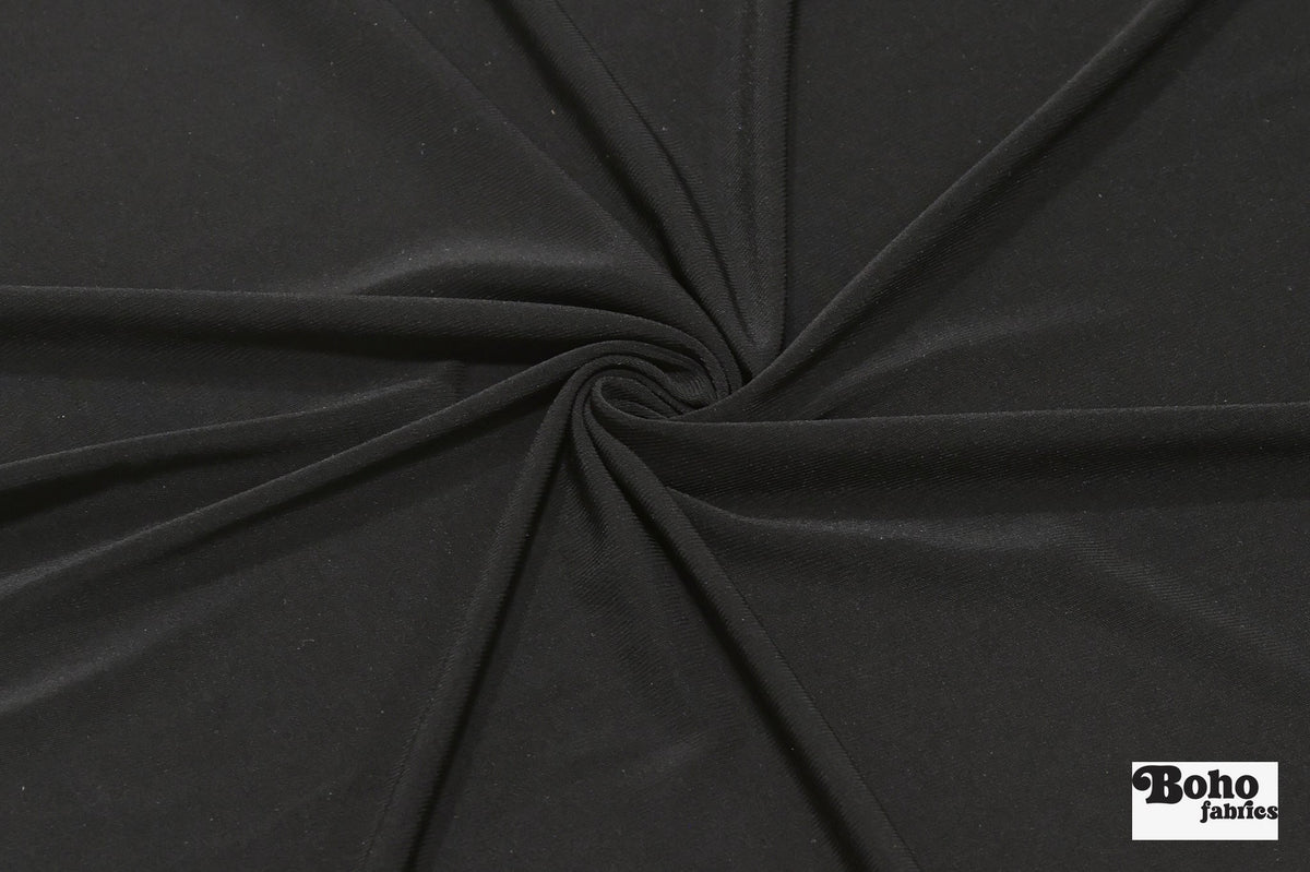 Black, Nylon Jersey Knit Fabric - Boho Fabrics - Jersey Solid, Knit Fabric