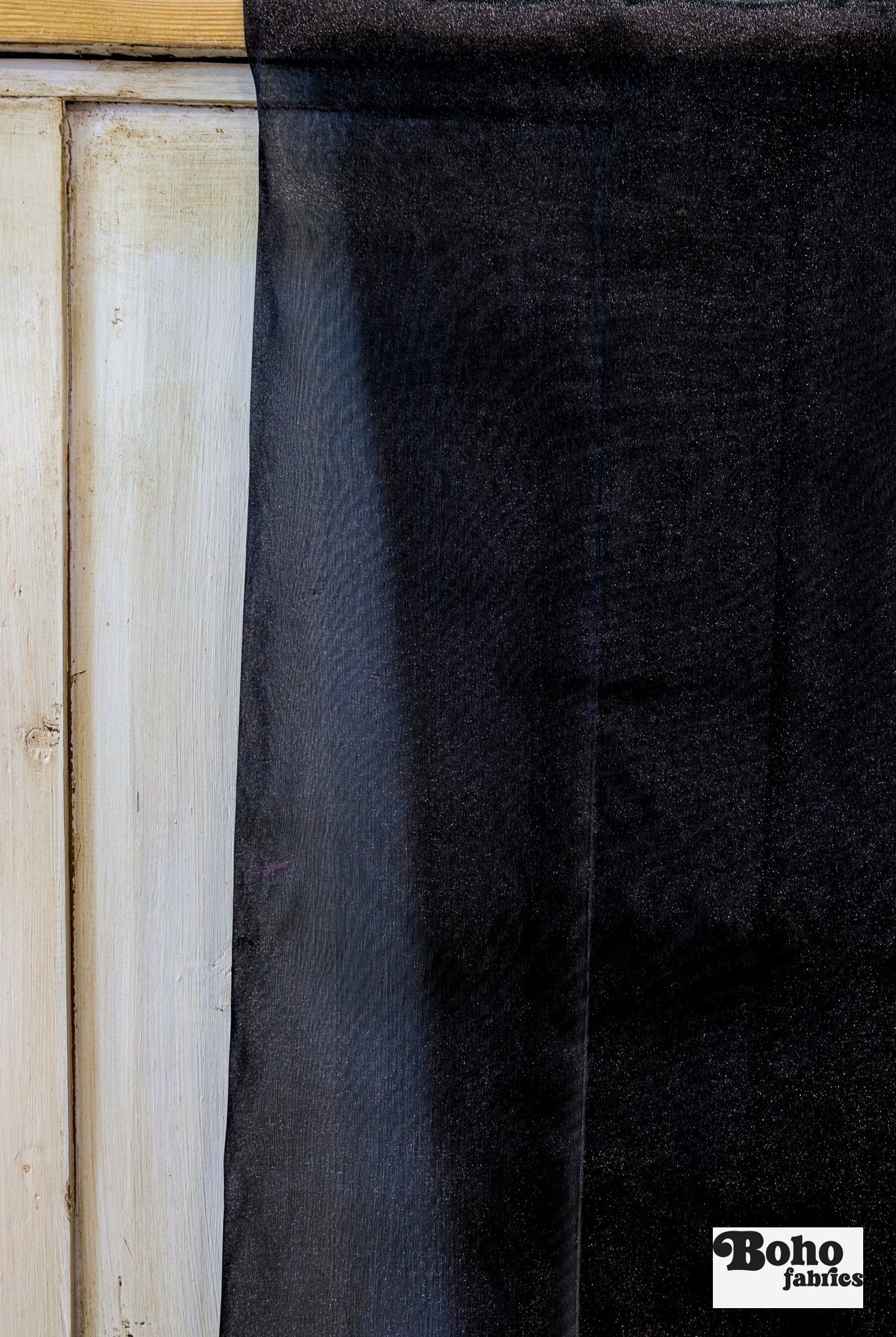 Black, Organza Shimmer, Woven Fabric - Boho Fabrics - Organza, Woven Fabric