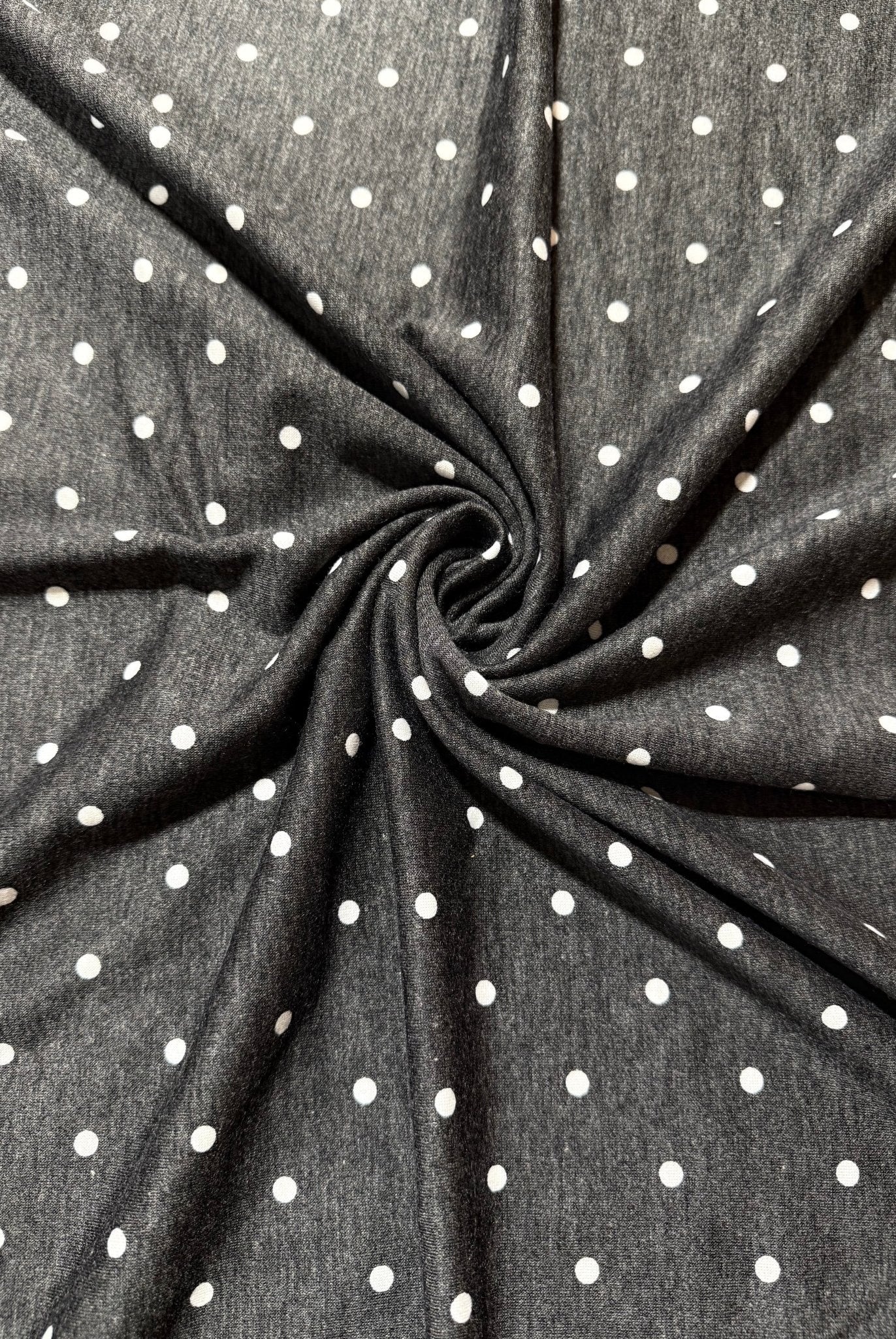 Black Polka Dots, French Terry Knit Fabric - Boho Fabrics - French Terry Prints, Knit Fabric
