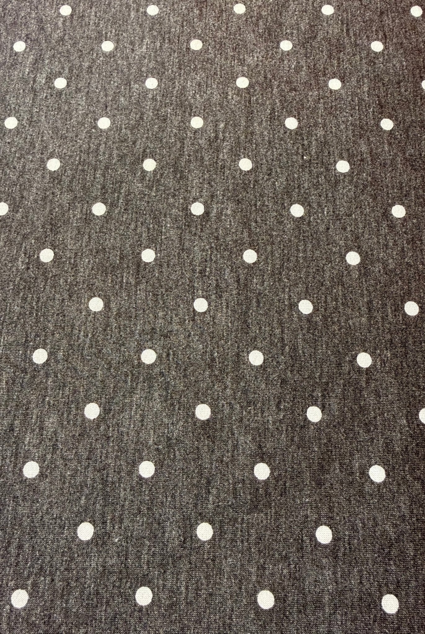 Black Polka Dots, French Terry Knit Fabric - Boho Fabrics - French Terry Prints, Knit Fabric