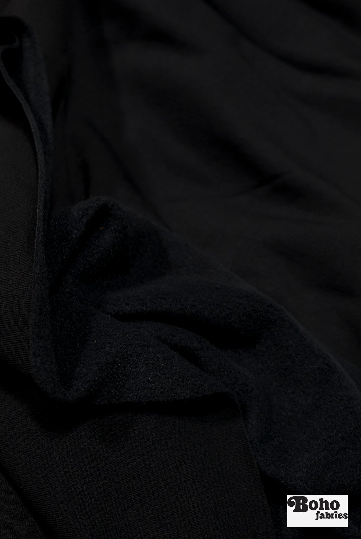 Black, Power Stretch Pro Fleece - Backed Performance Fabric - Boho Fabrics - Performance Fabrics