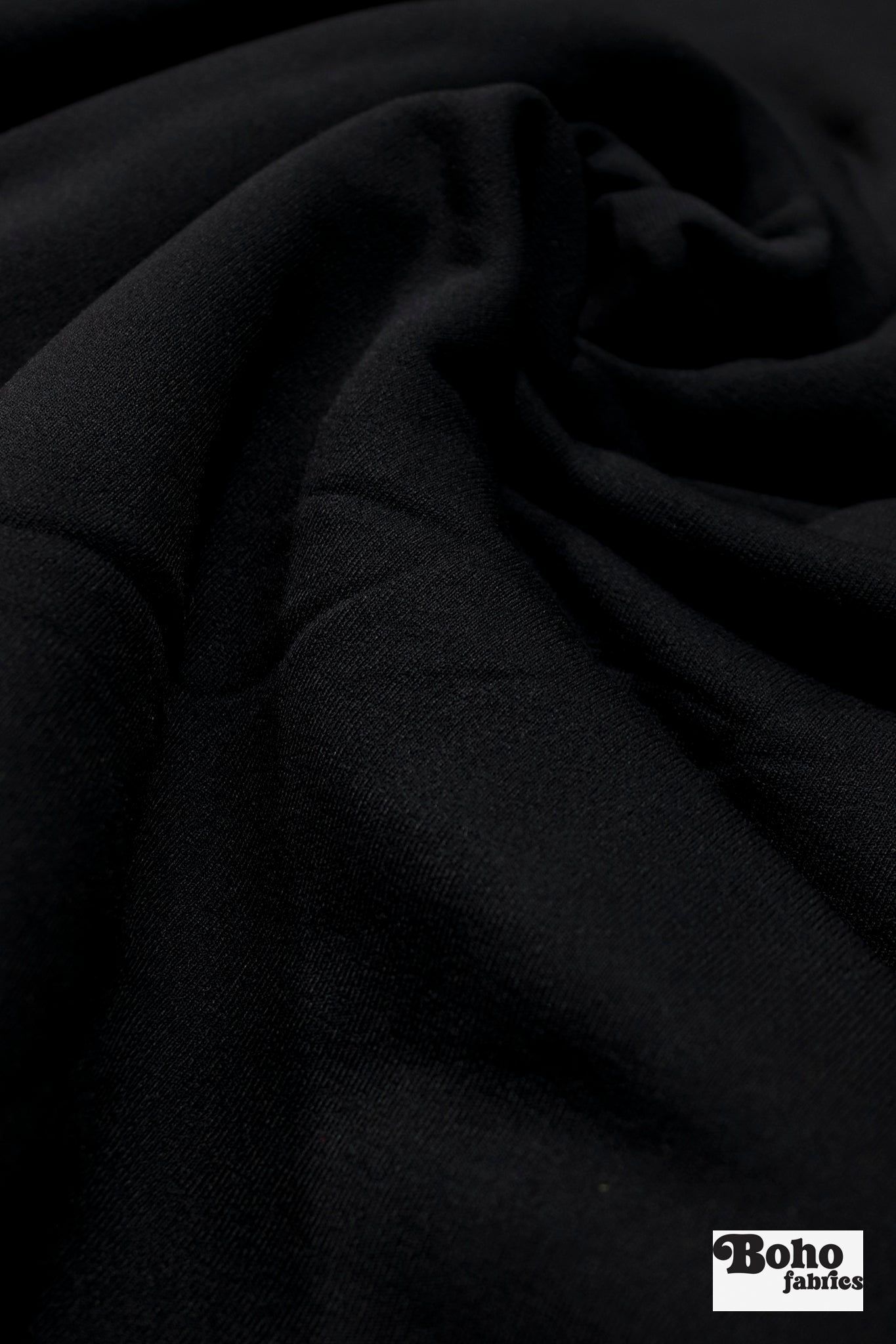 Black, Power Stretch Pro Fleece - Backed Performance Fabric - Boho Fabrics - Performance Fabrics