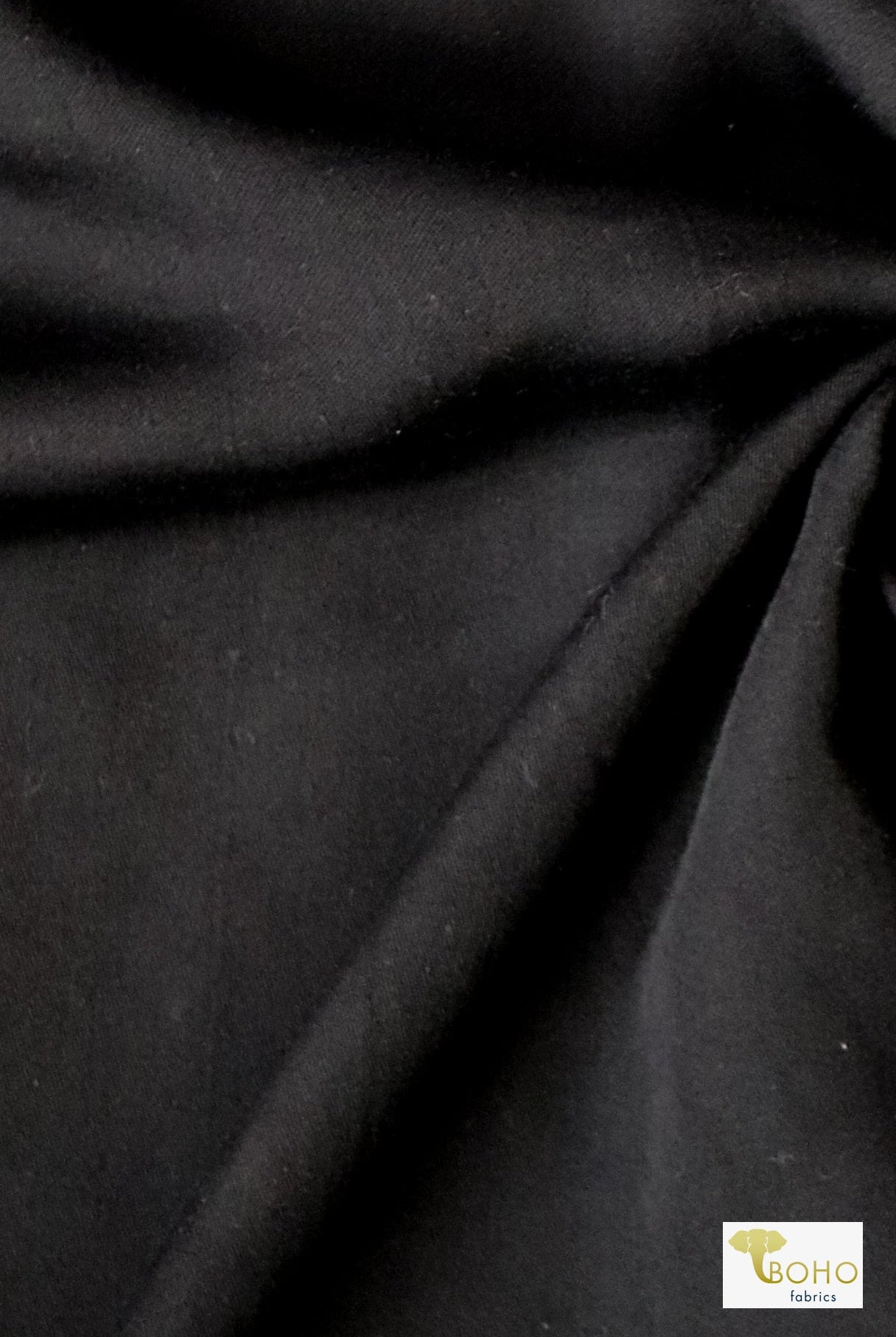 Black, Rayon Challis Woven Solid - Boho Fabrics