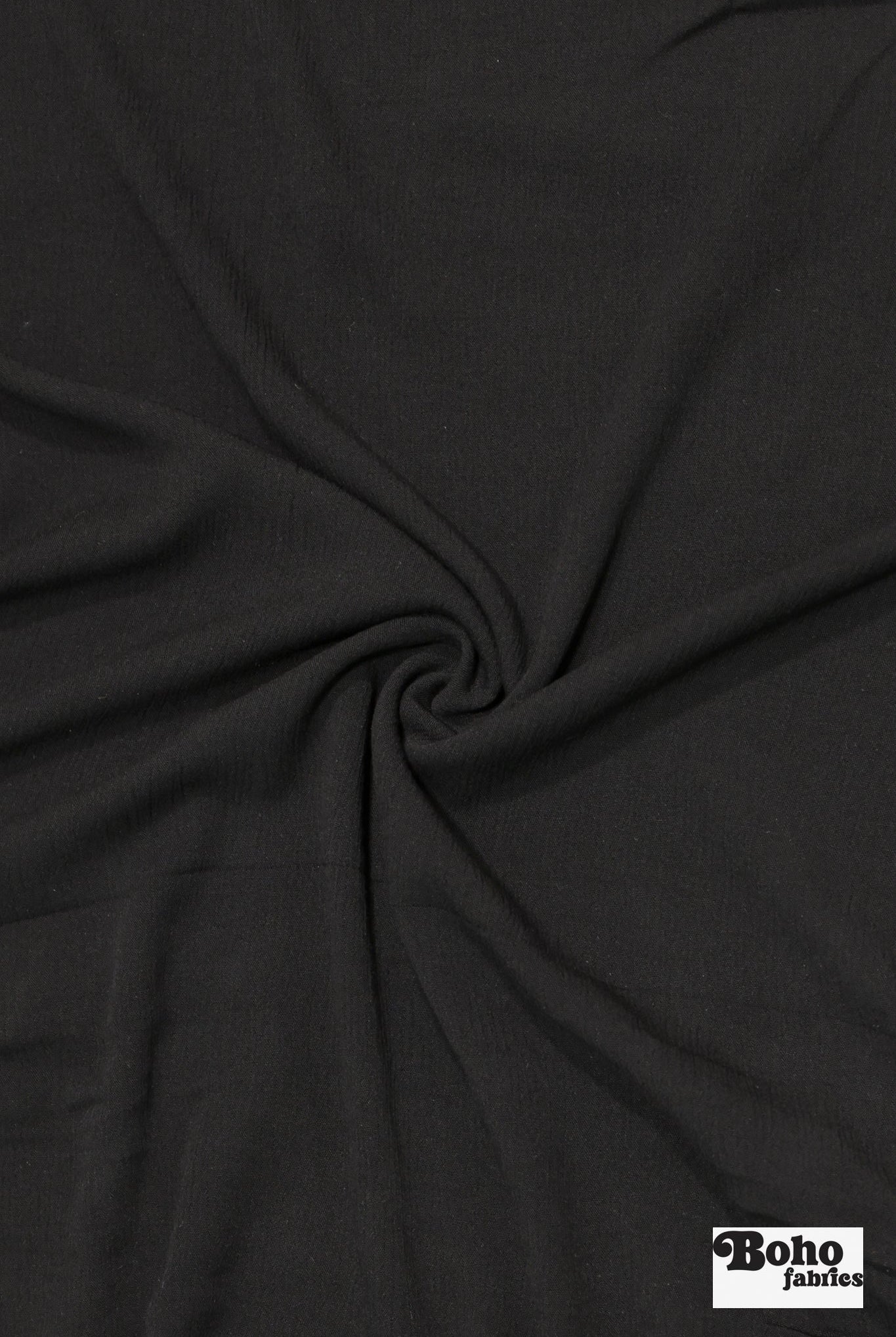 Black, Rayon Crepe Woven Fabric - Boho Fabrics - Crepe, Woven