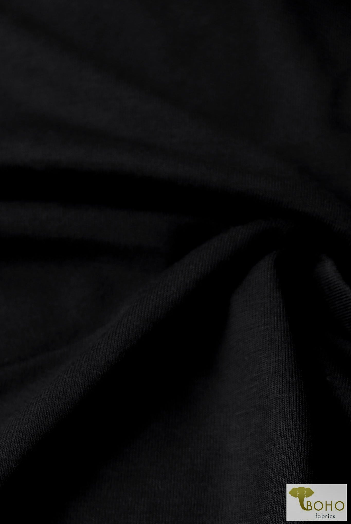 Black, Rayon Spandex Solid Knit Fabric. - Boho Fabrics - Rayon Jersey Solid, Knit Fabric