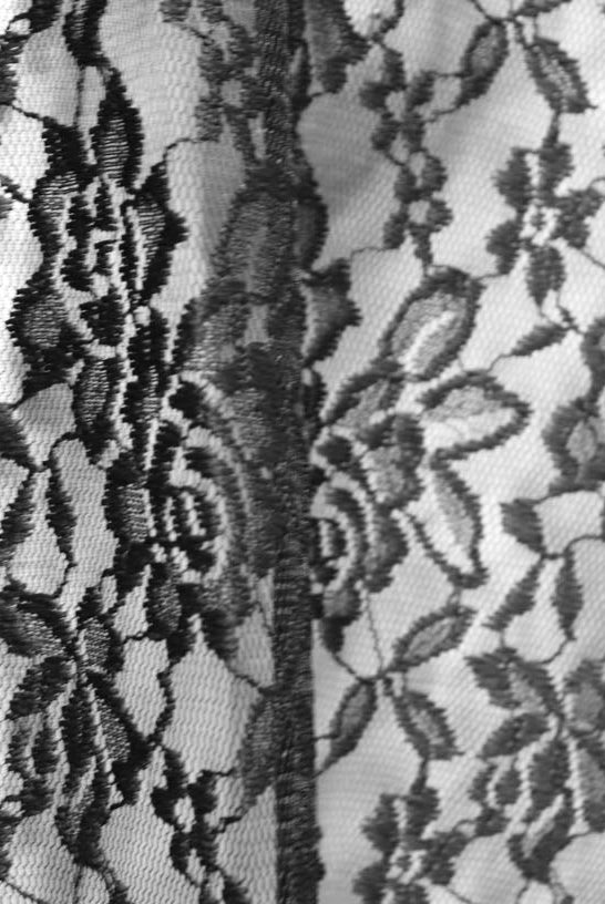 Black Rosebuds. Stretch Lace. SL-102-BLK. - Boho Fabrics