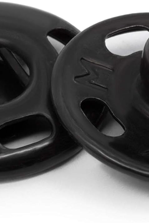 Black Sew on Snaps, Size 4 (15mm). 4 Sets of Snaps - Boho Fabrics - Buttons & Snaps