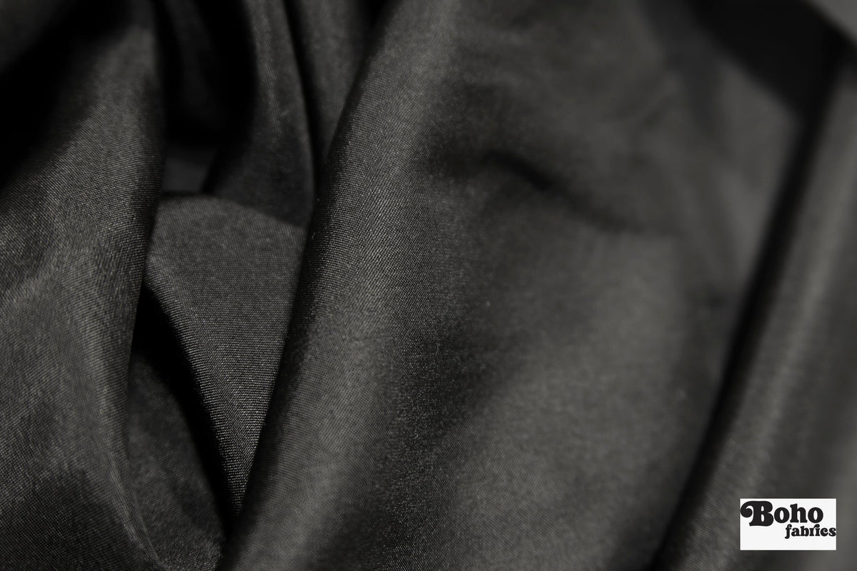 Black, Silk Lining Woven Fabric - Boho Fabrics - Lining