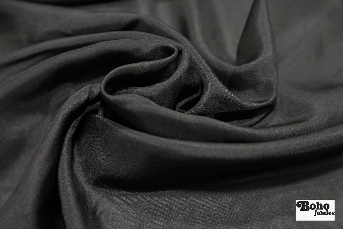 Black, Silk Lining Woven Fabric - Boho Fabrics - Lining