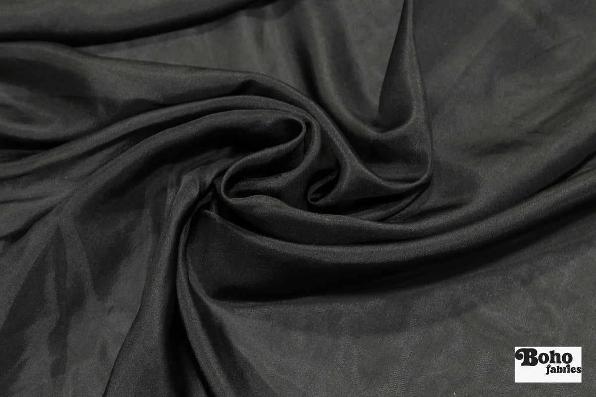 Black, Silk Lining Woven Fabric - Boho Fabrics - Lining