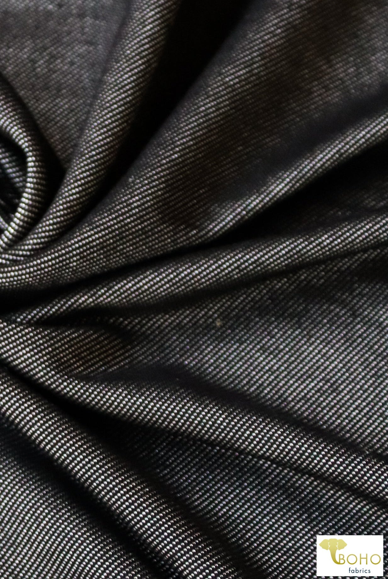 Black & Silver, Athletic Stretch Denim. ATH-135 - Boho Fabrics