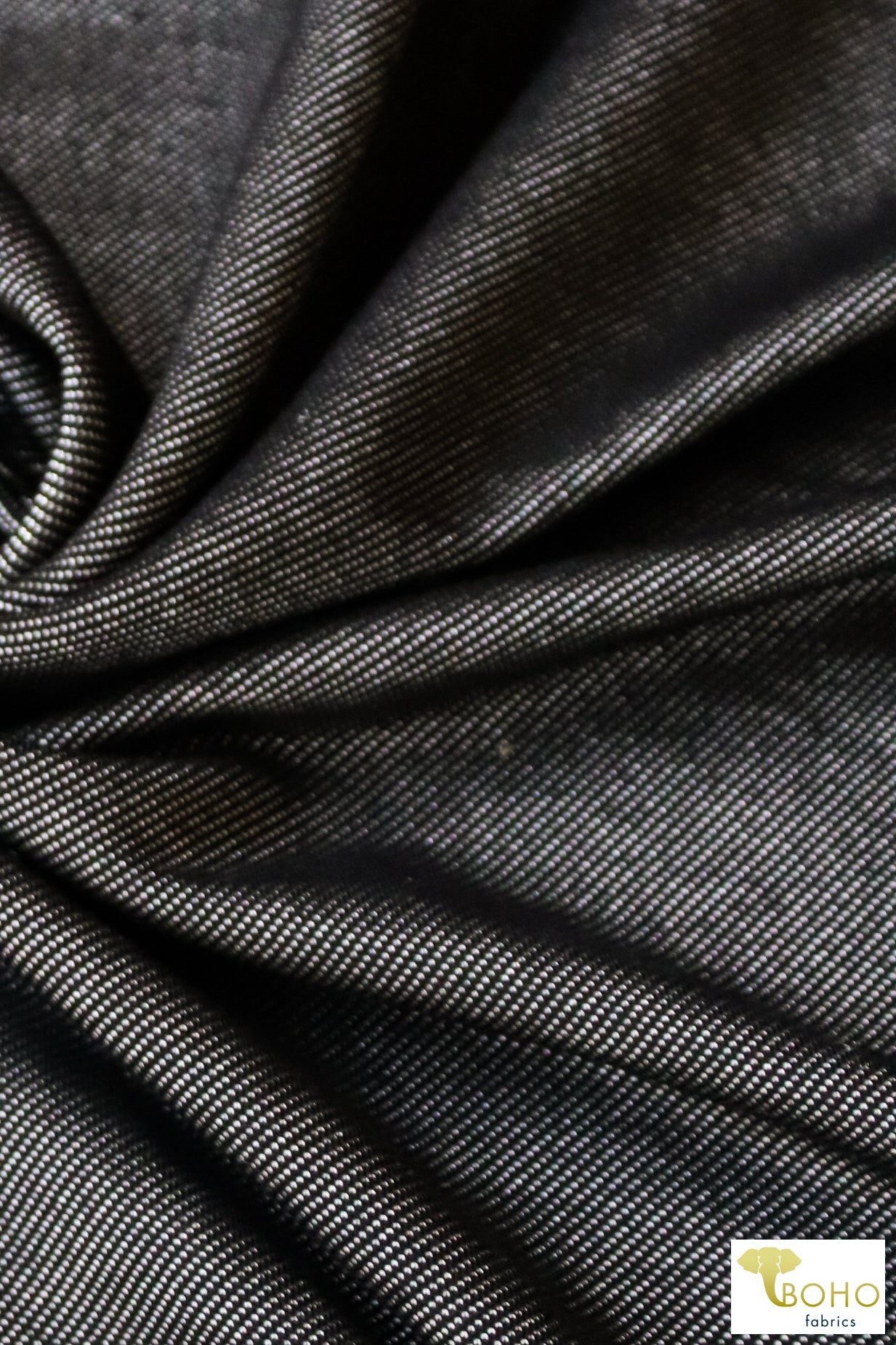 Black & Silver, Athletic Stretch Denim. ATH-135 - Boho Fabrics