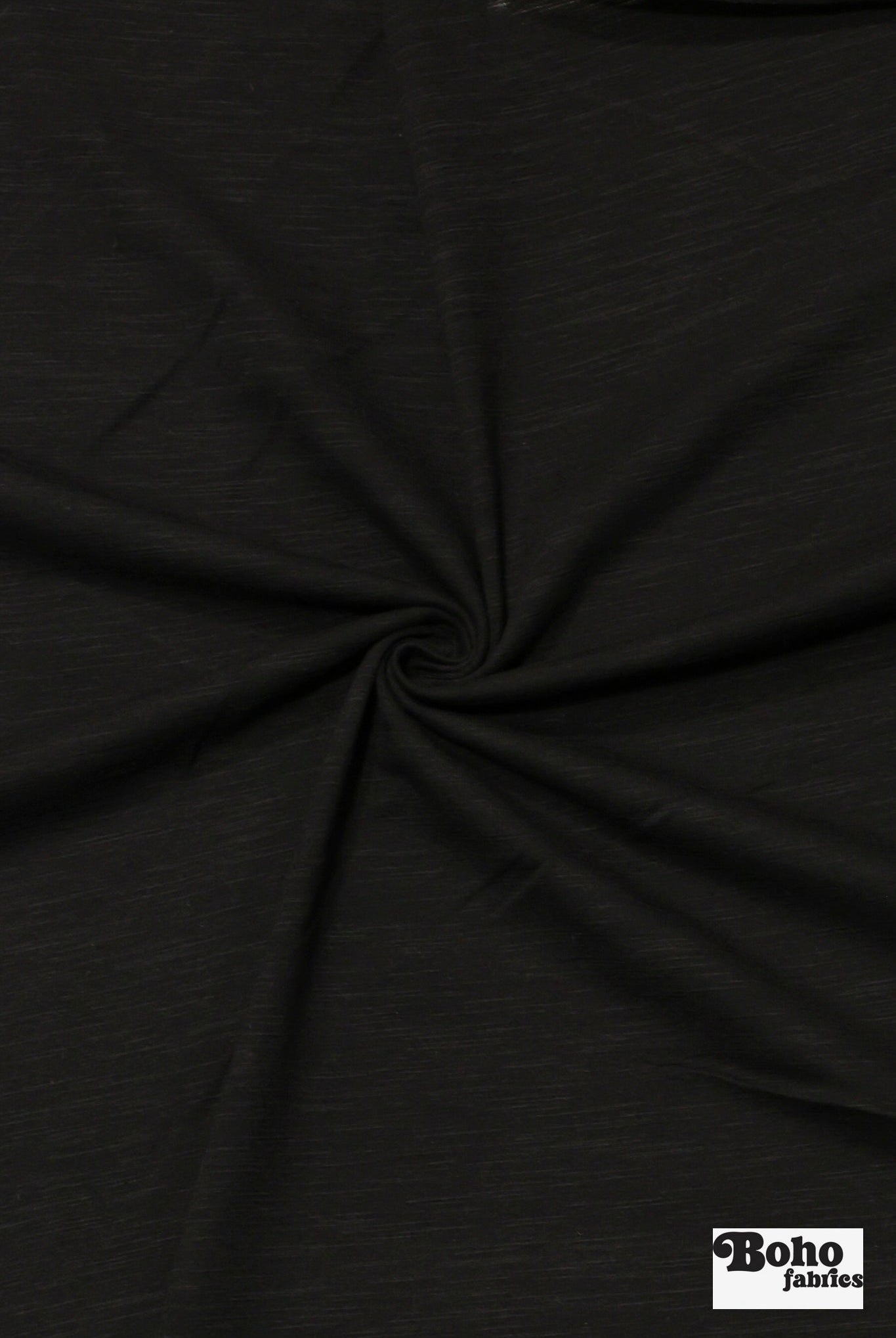 Black Slubbed, Jersey Knit Fabric - Boho Fabrics - Jersey Solid, Knit Fabric