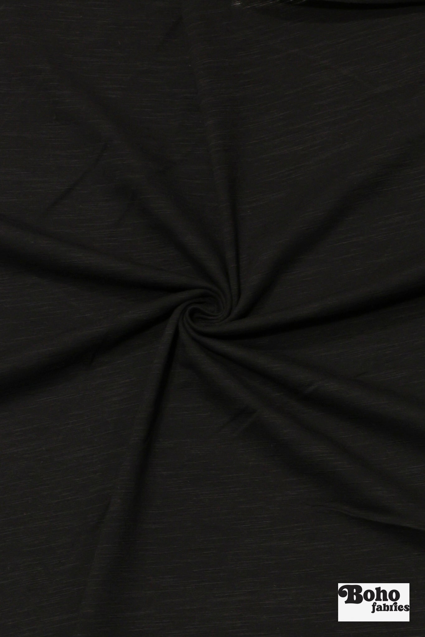 Black Slubbed, Jersey Knit Fabric - Boho Fabrics - Jersey Solid, Knit Fabric