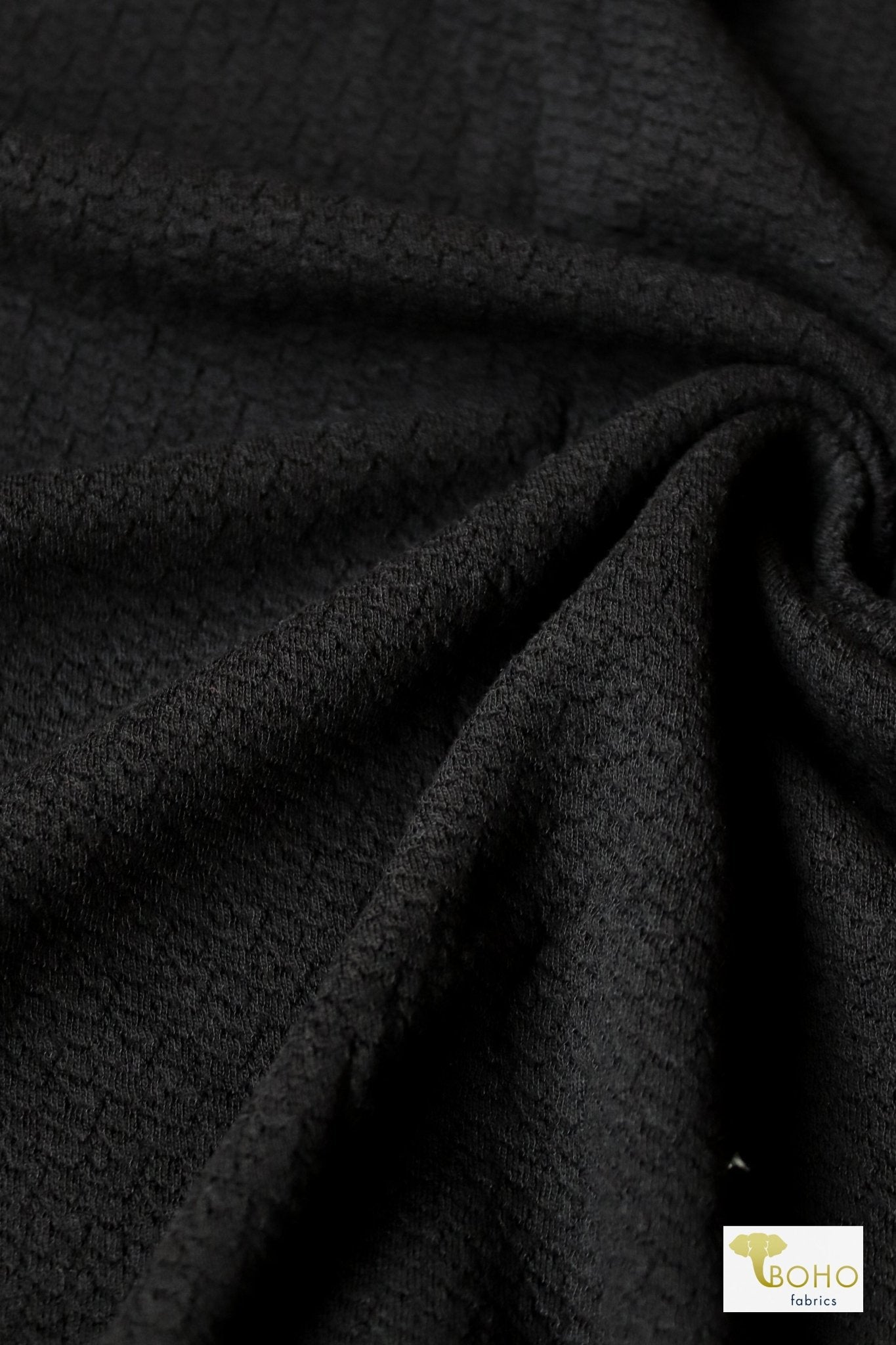 Black, Soft Jacquard Knit - Boho Fabrics
