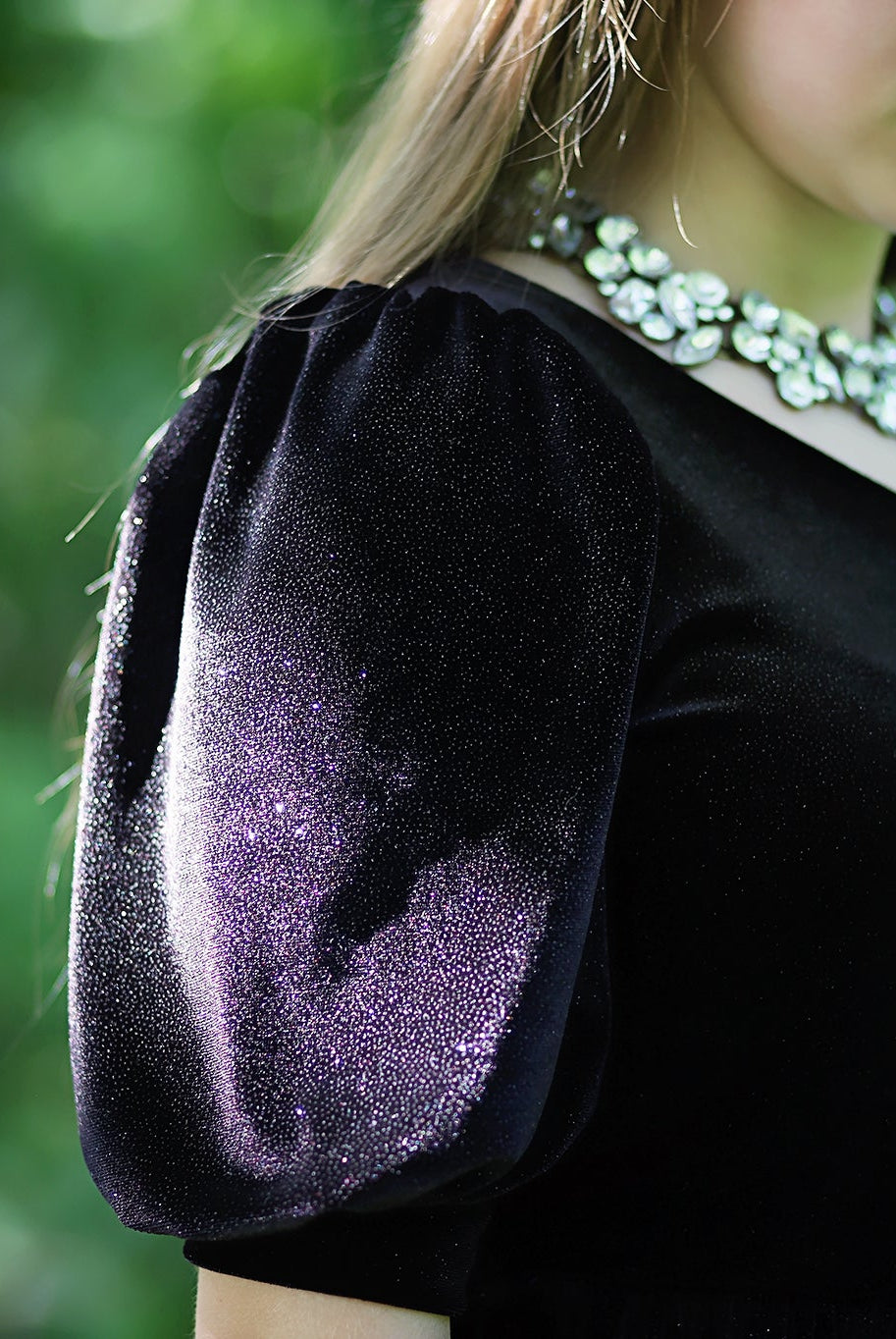 Black Sparkle Stretch Velvet, Stretch Velvet - Boho Fabrics - Stretch Velvet Knit Fabric