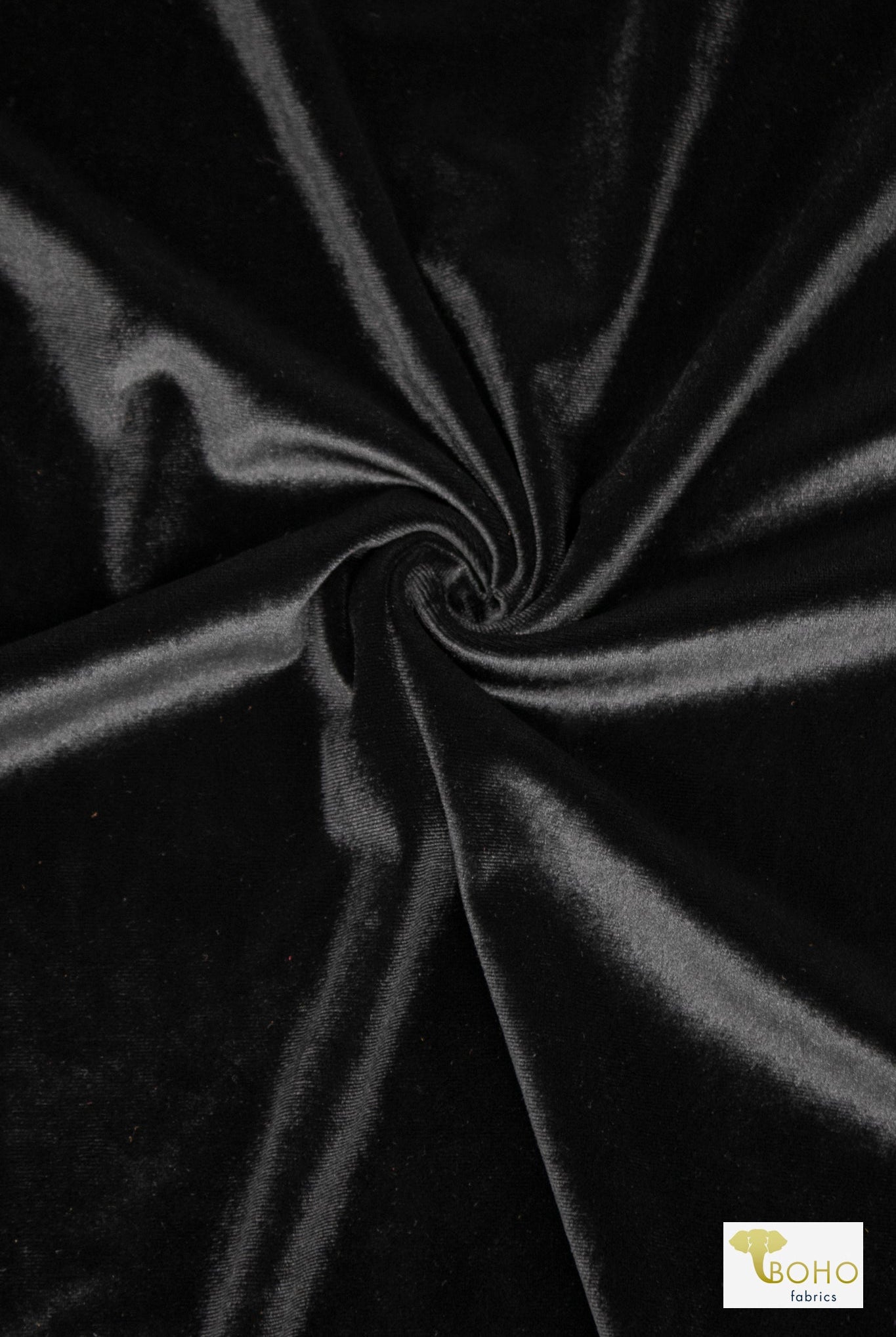 Black, Stretch Velvet Knit Fabric - Boho Fabrics - Stretch Velvet Knit Fabric