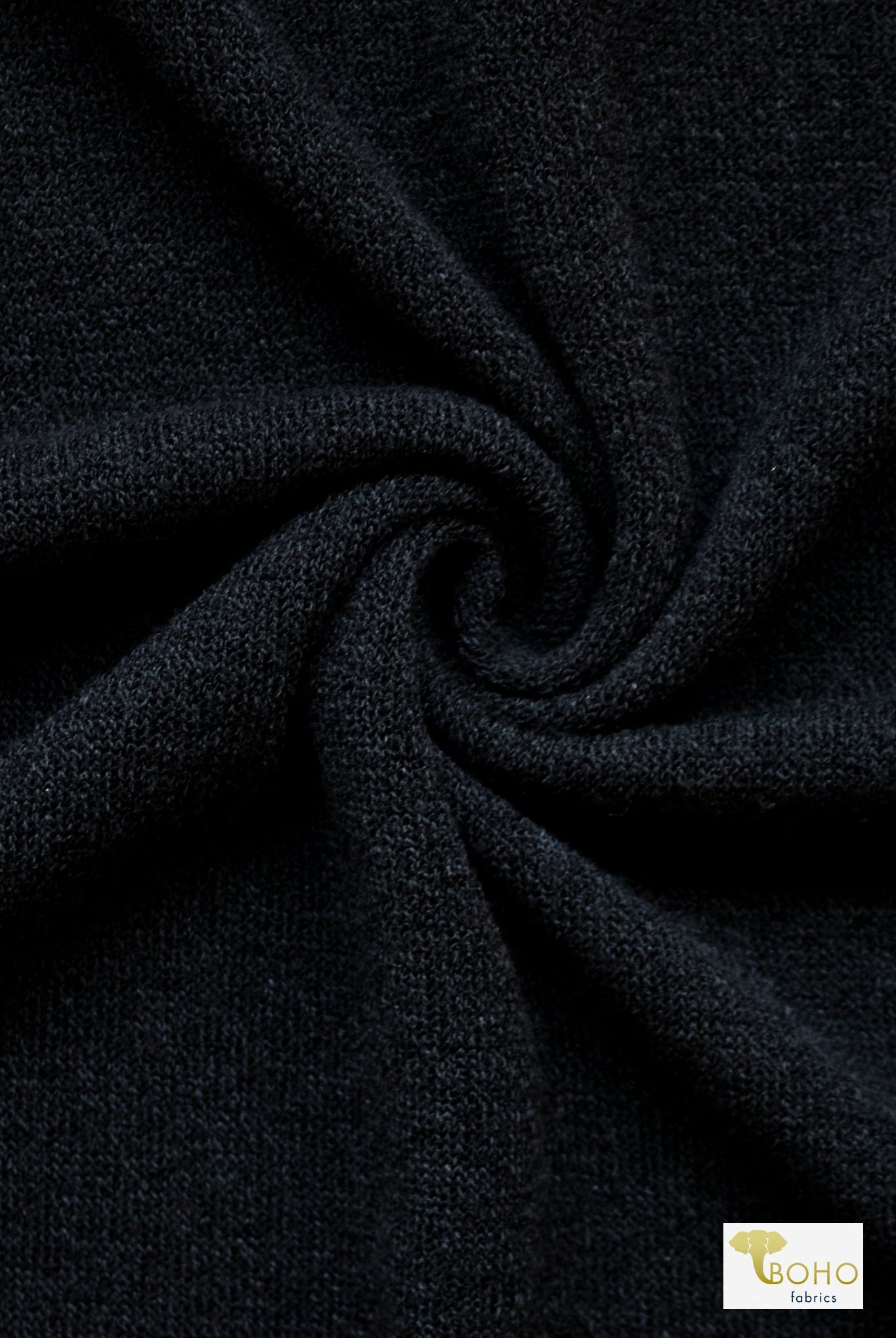 Black, Sweater Knit Fabric - Boho Fabrics - Sweater Solids, Knit Fabric